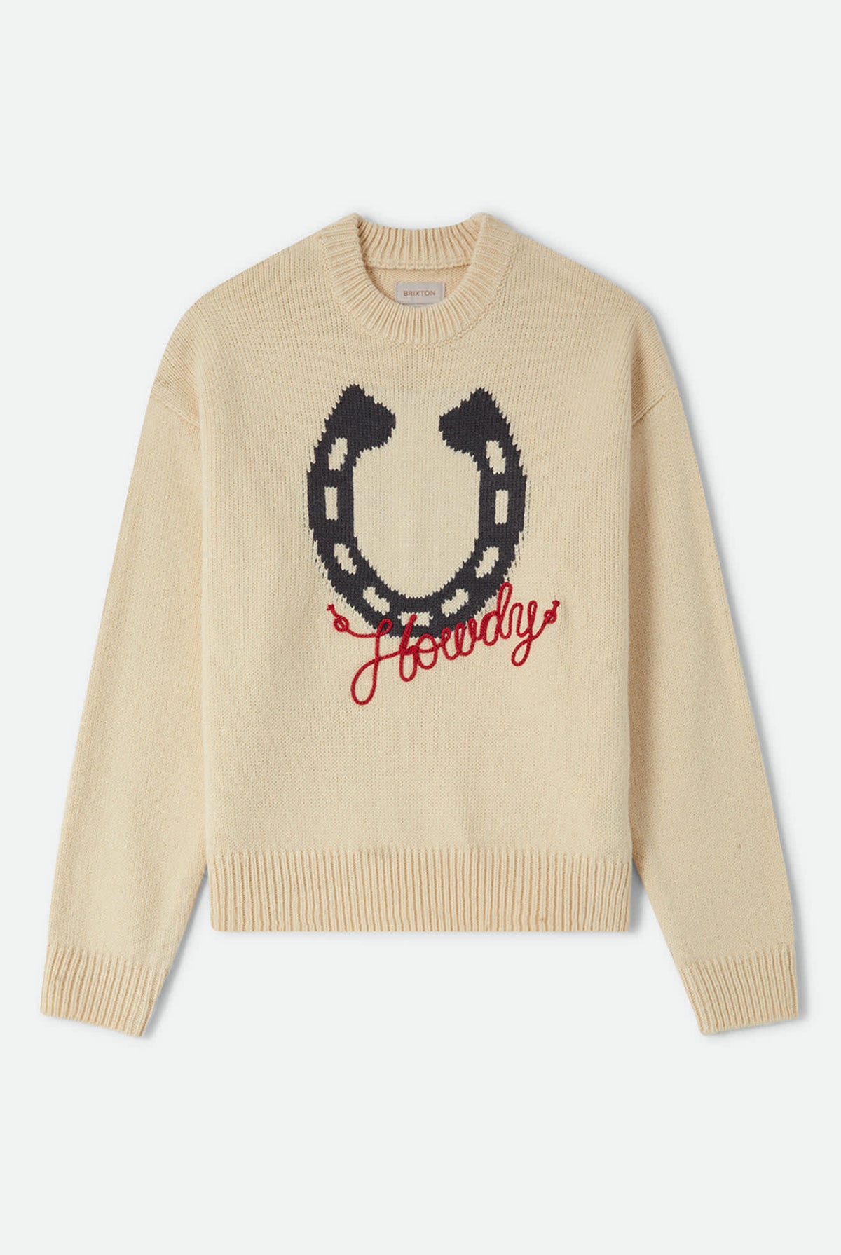 Women's Howdy Crew Sweater in the color Whitecap - Front Product Laydown Image