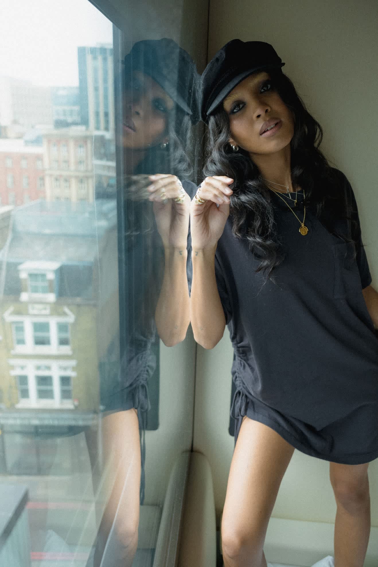 Women's Carefree Organic Garment Dye T-Shirt Dress in the color Black - Women's Lifestyle 1