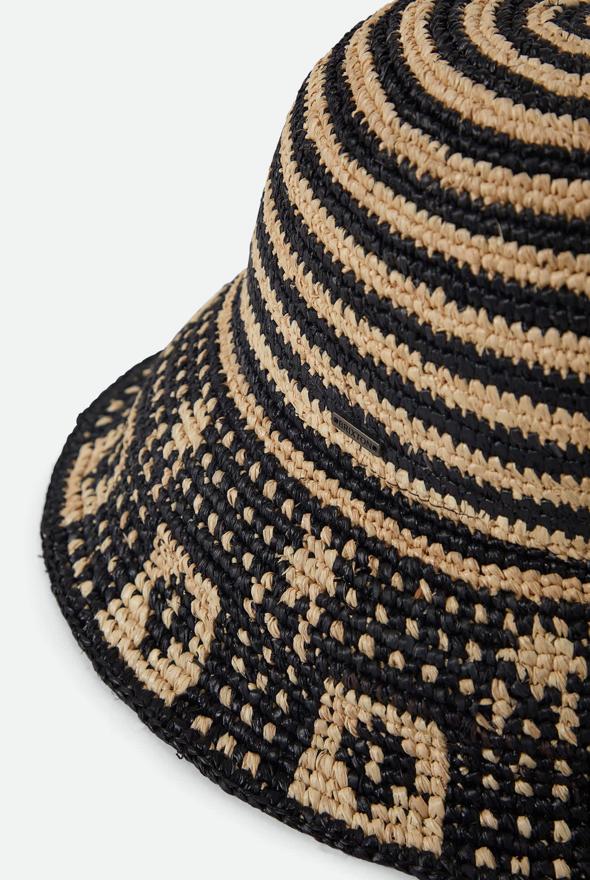 Women's Redding Packable Straw Bucket Hat in the color Black/Natural - Additional Laydown image