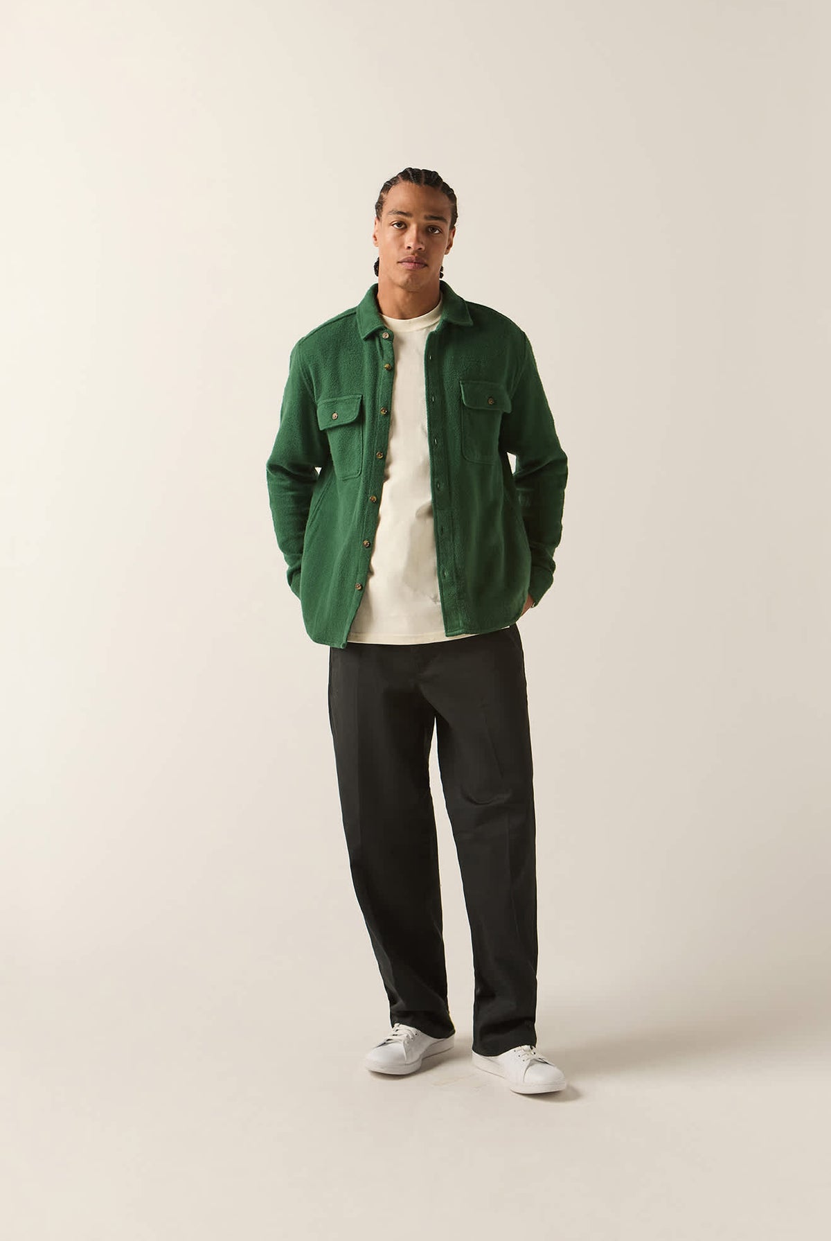 Men's Bowery Textured Twill Overshirt in the color Primal Green - Additional Fit image