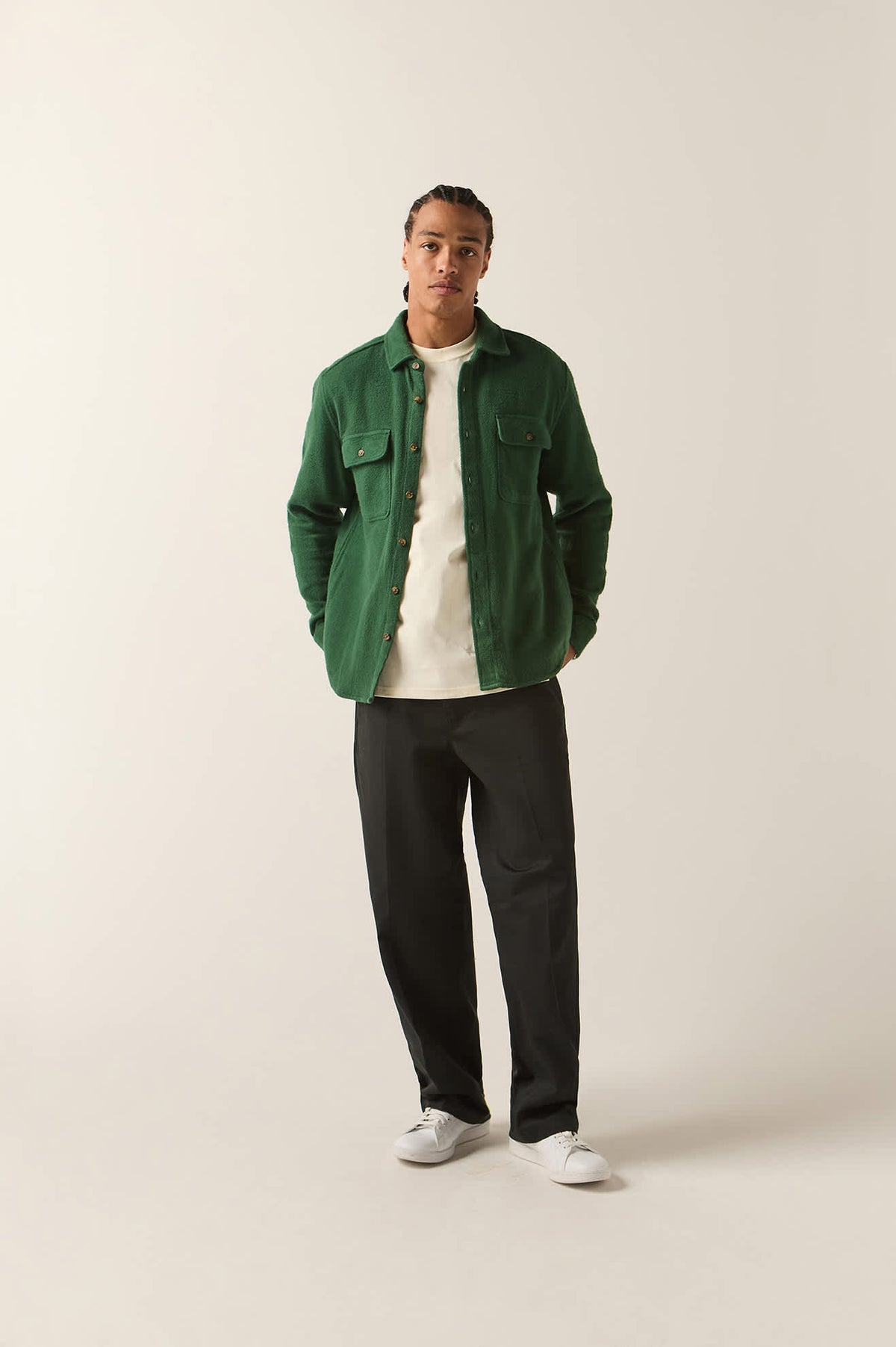 Men's Bowery Textured Twill Overshirt in the color Primal Green - Additional Fit image