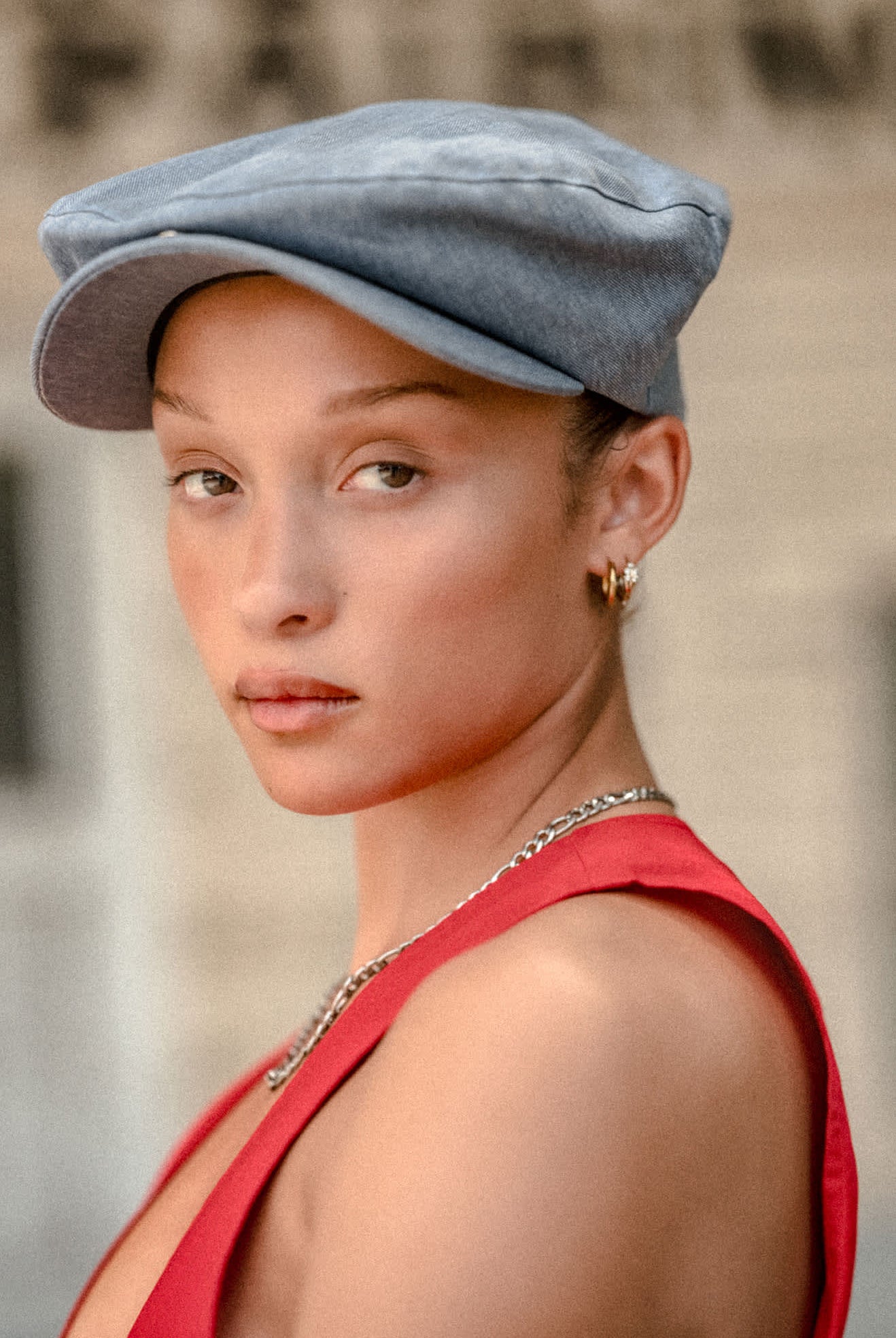 Unisex Barrel Alpha Snap Cap in the color Light Stone Wash Denim - Women's Lifestyle 4.0