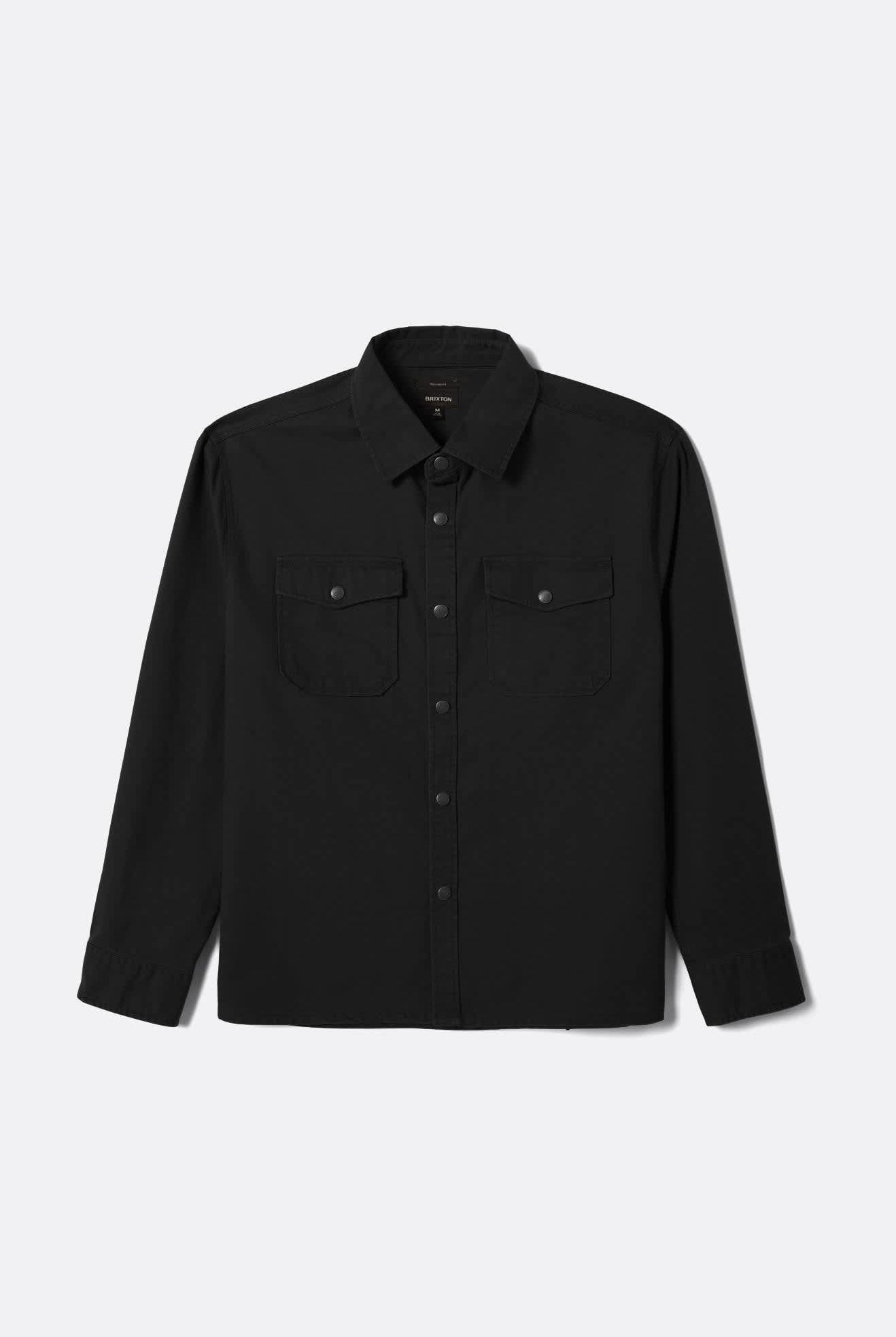 Men's Ash Denim L/S Overshirt in the color Black - Front Product View