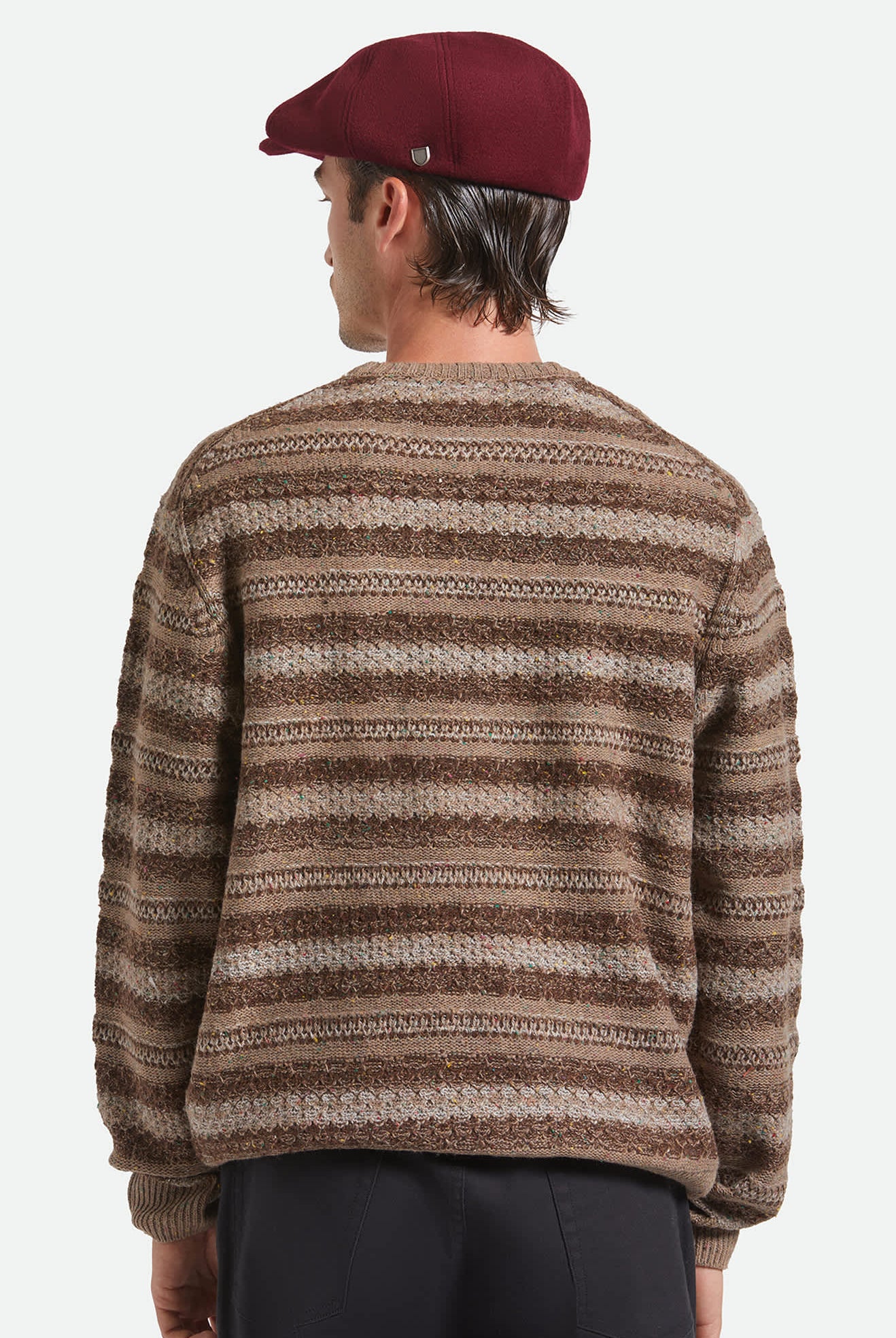 Unisex Brood Newsboy Cap in the color Port - Men's Back View