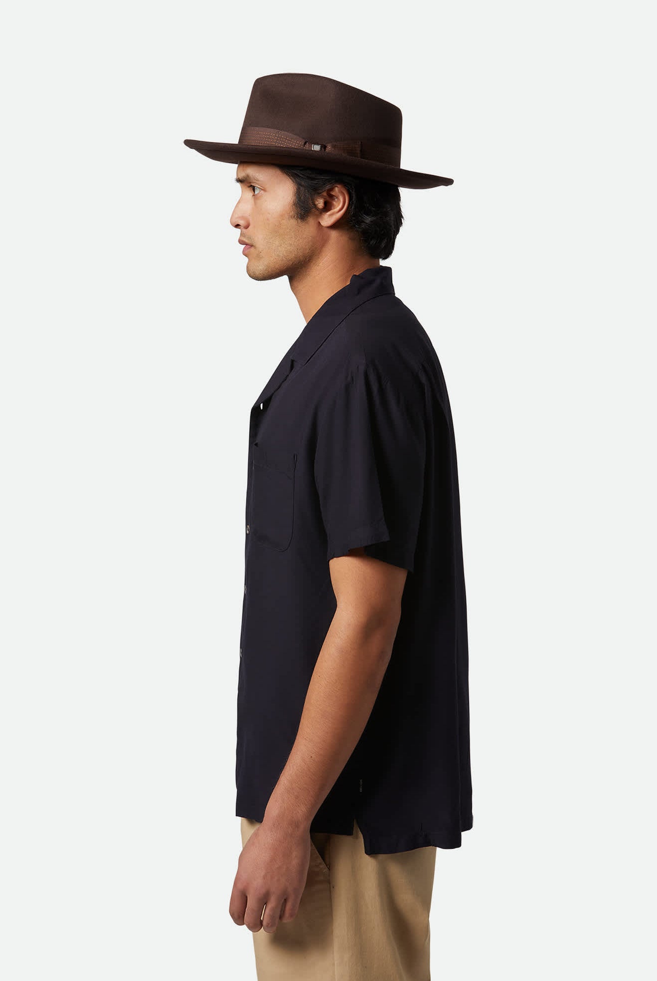 Unisex Swindle Convertabrim Fedora in the color Dark Brown/Chocolate - Men's Side View