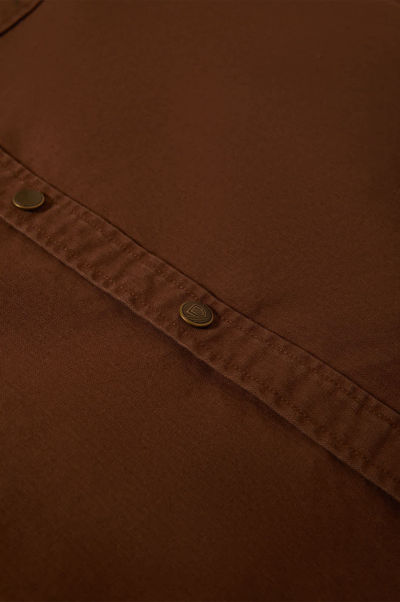 Men's Ash Denim L/S Overshirt in the color Pinecone Brown - Additional Laydown image