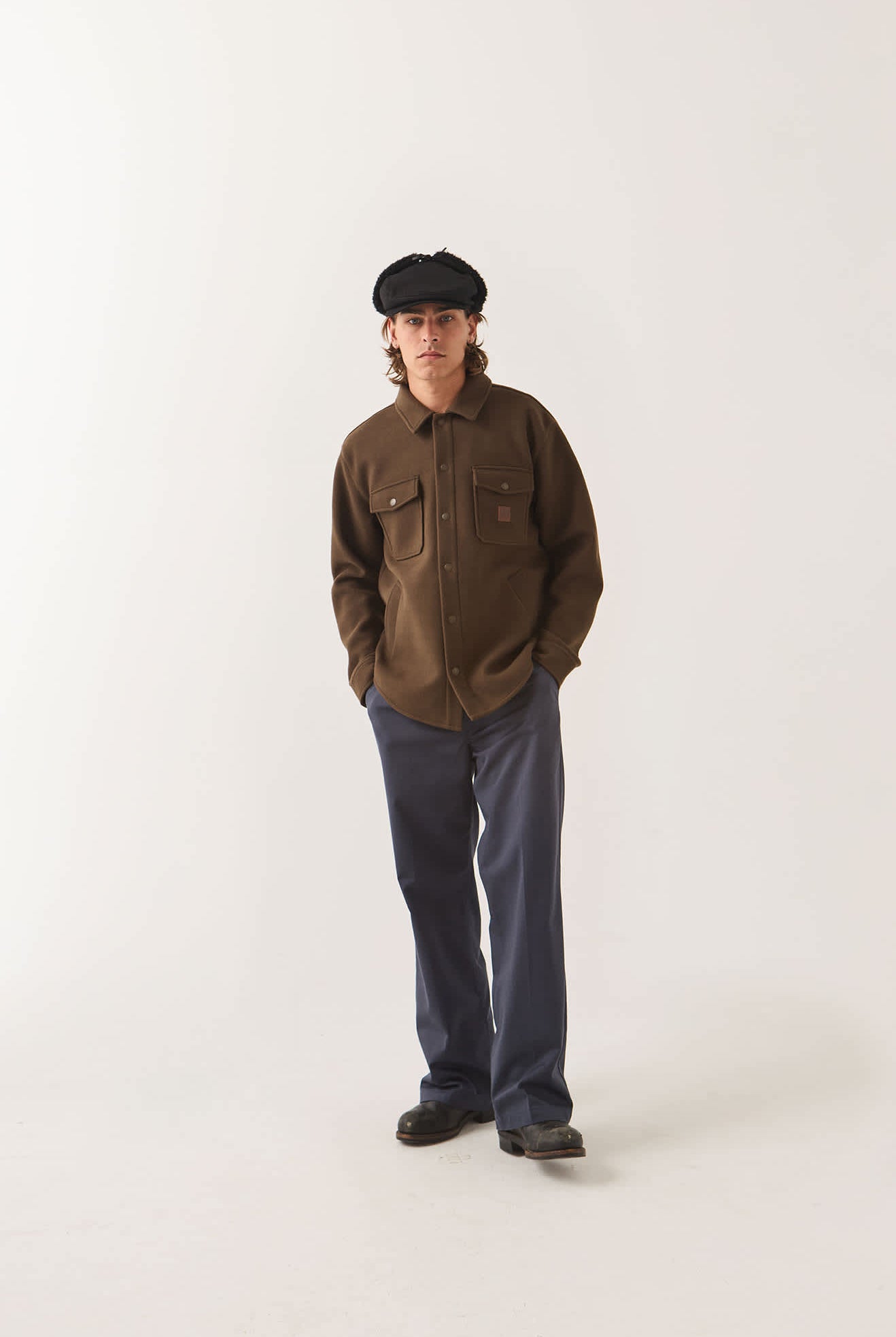 Men's Durham Felted Stretch Jacket in the color Walnut Brown - Men's Front View