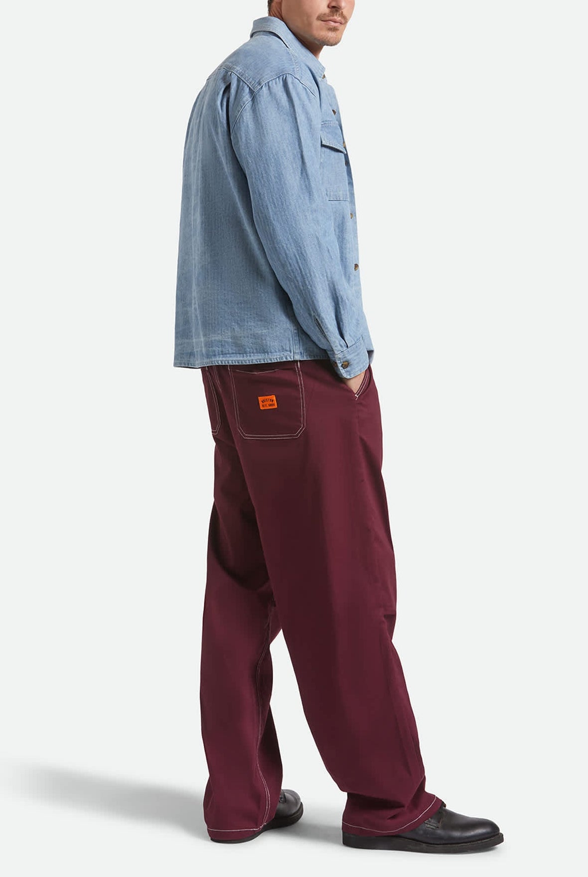 Men's Union Baggy Pant in the color Port - Men's Side View