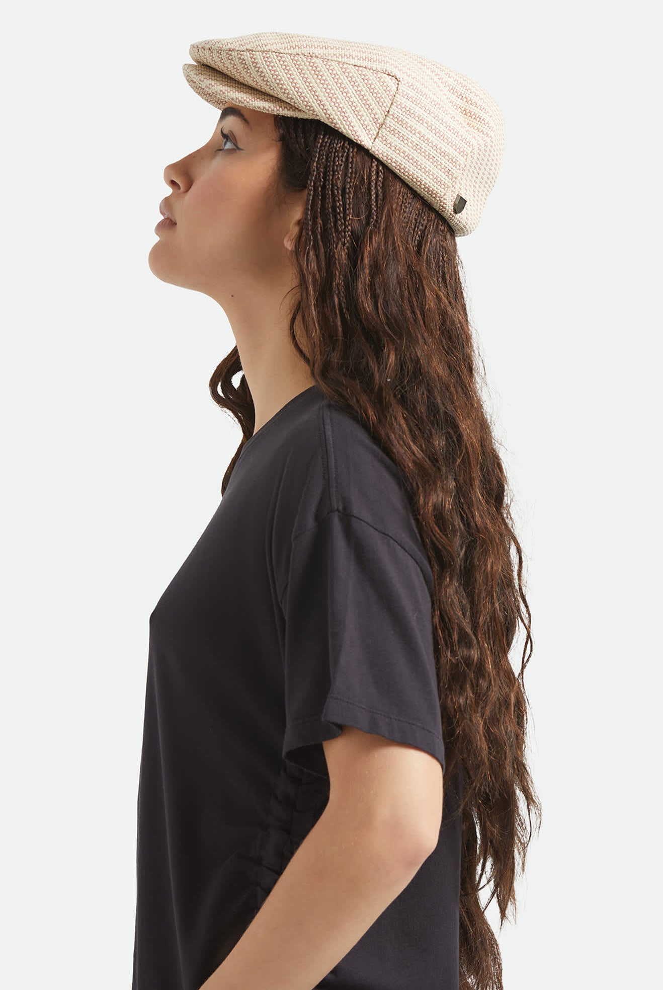 Unisex Hooligan Flat Cap in the color Celadon Green/Royal Plaid - Women's Side View