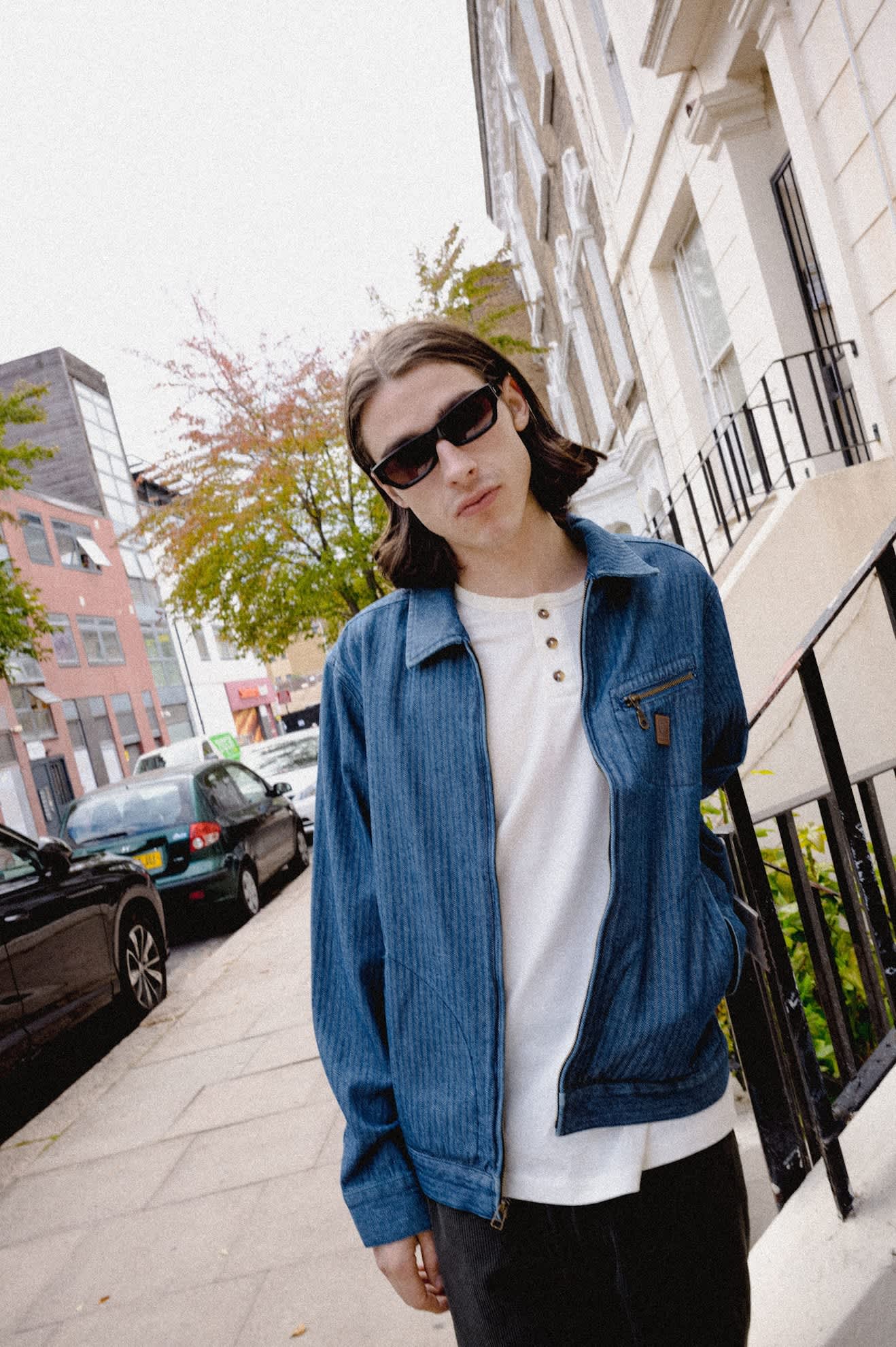 Men's Mechanic Garage Zip Jacket in the color Indigo Herringbone - Men's Lifestyle 2.0