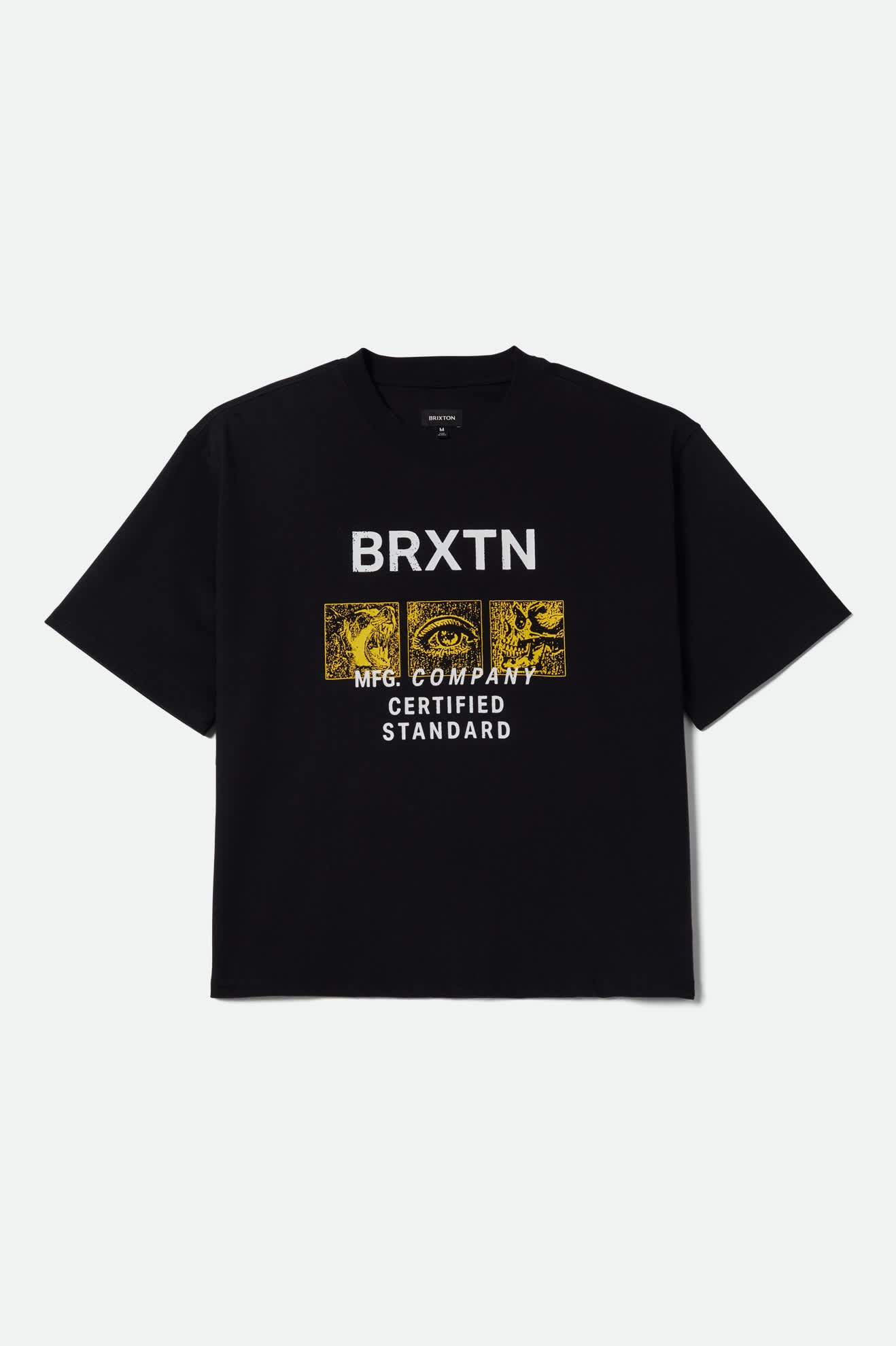 Men's Mollar Short Sleeve Cropped Shirt in the color Black - Front Product View