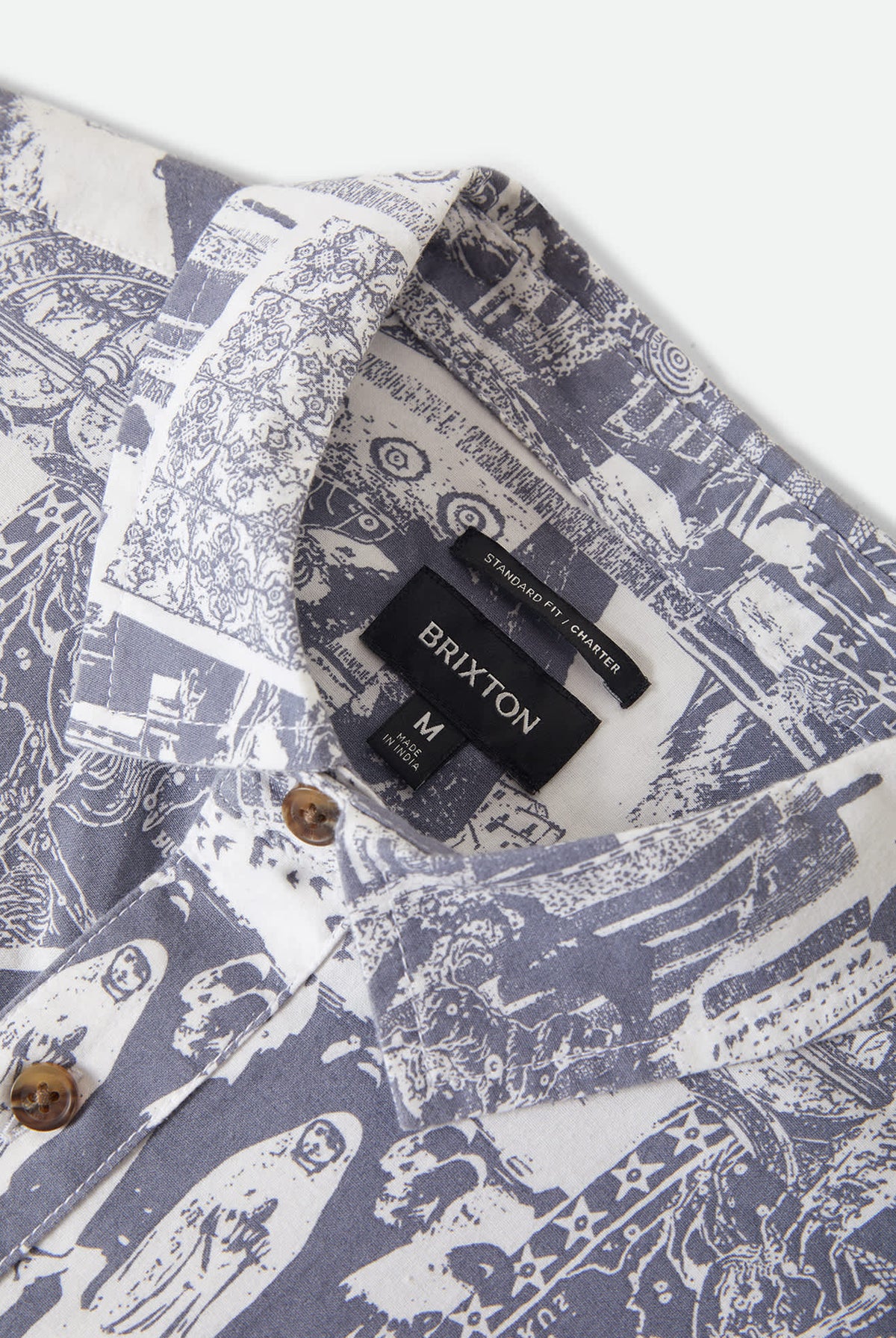 Men's Charter Print Short Sleeve Shirt in the color Navy/White Collage - Additional Laydown image