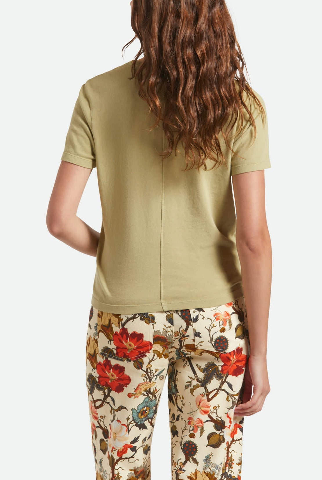 Women's Carefree Organic Garment Dye Perfect T-Shirt in the color Elm - Women's Back View