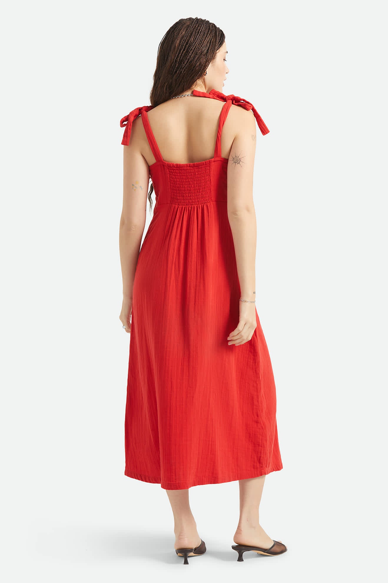 Women's The Tie Dress in the color Adrenaline Rush - Women's Back View