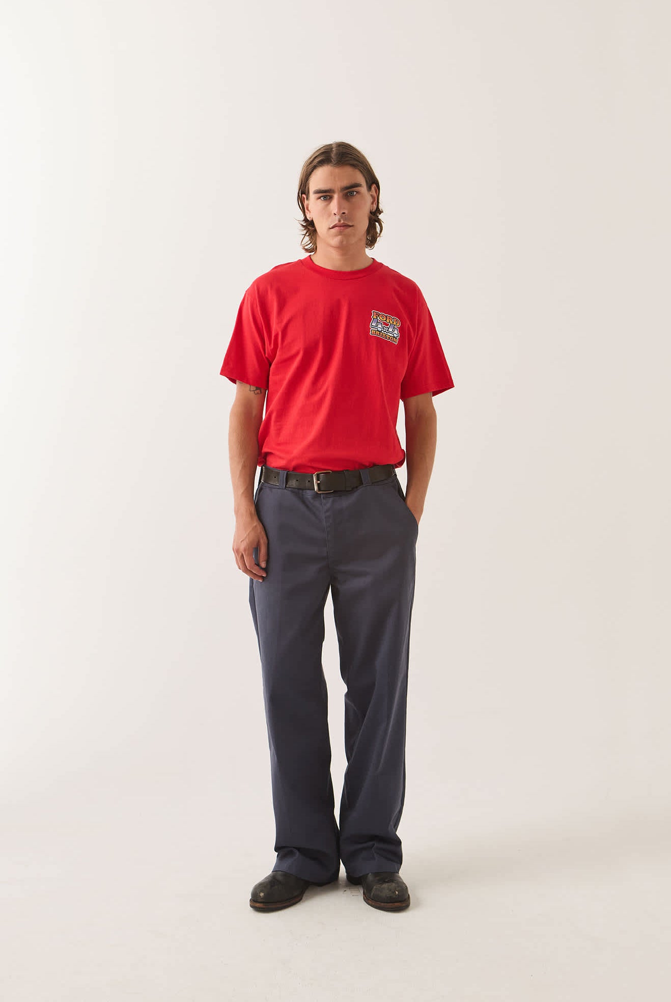 Men's Ford 4x4 Chrome T-Shirt in the color Rangoon Red - Men's Front View