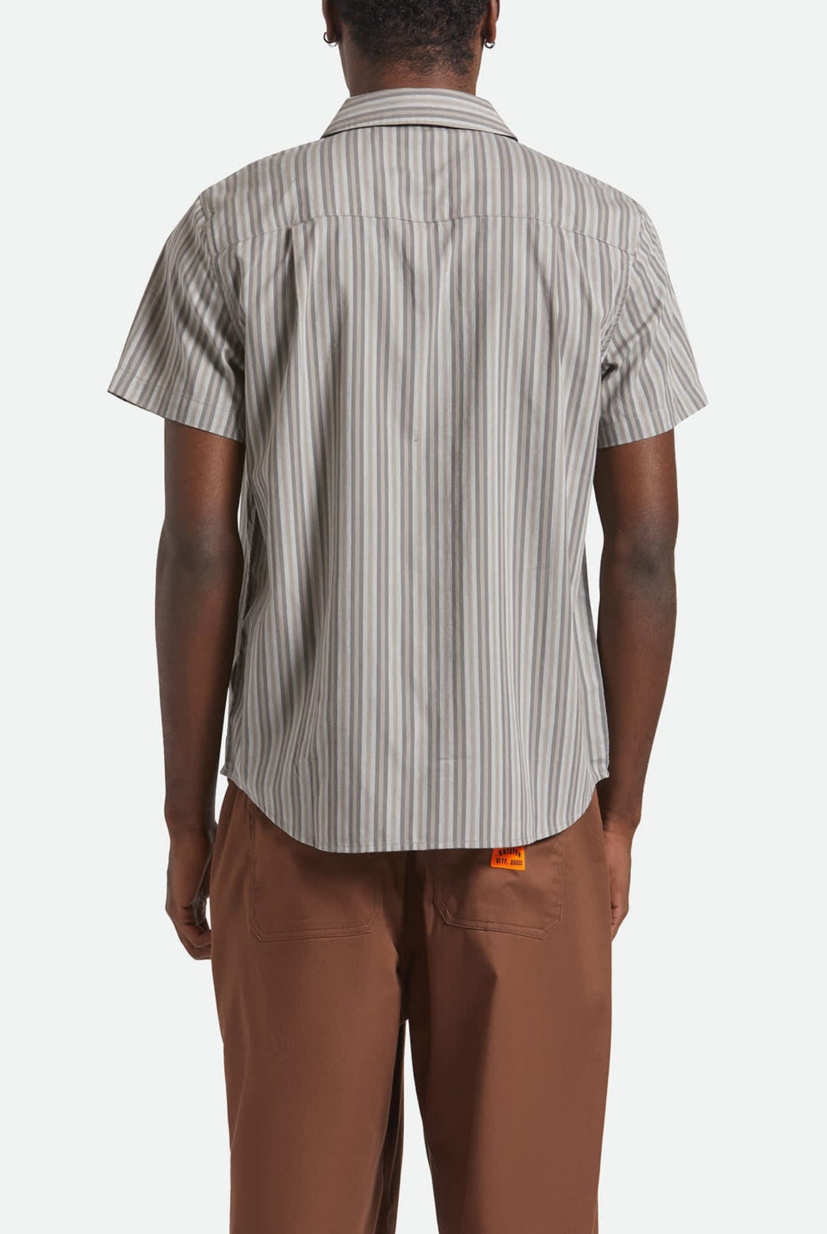 Men's Charter Stripe S/S Shirt in the color Charcoal/Grey - Men's Back View