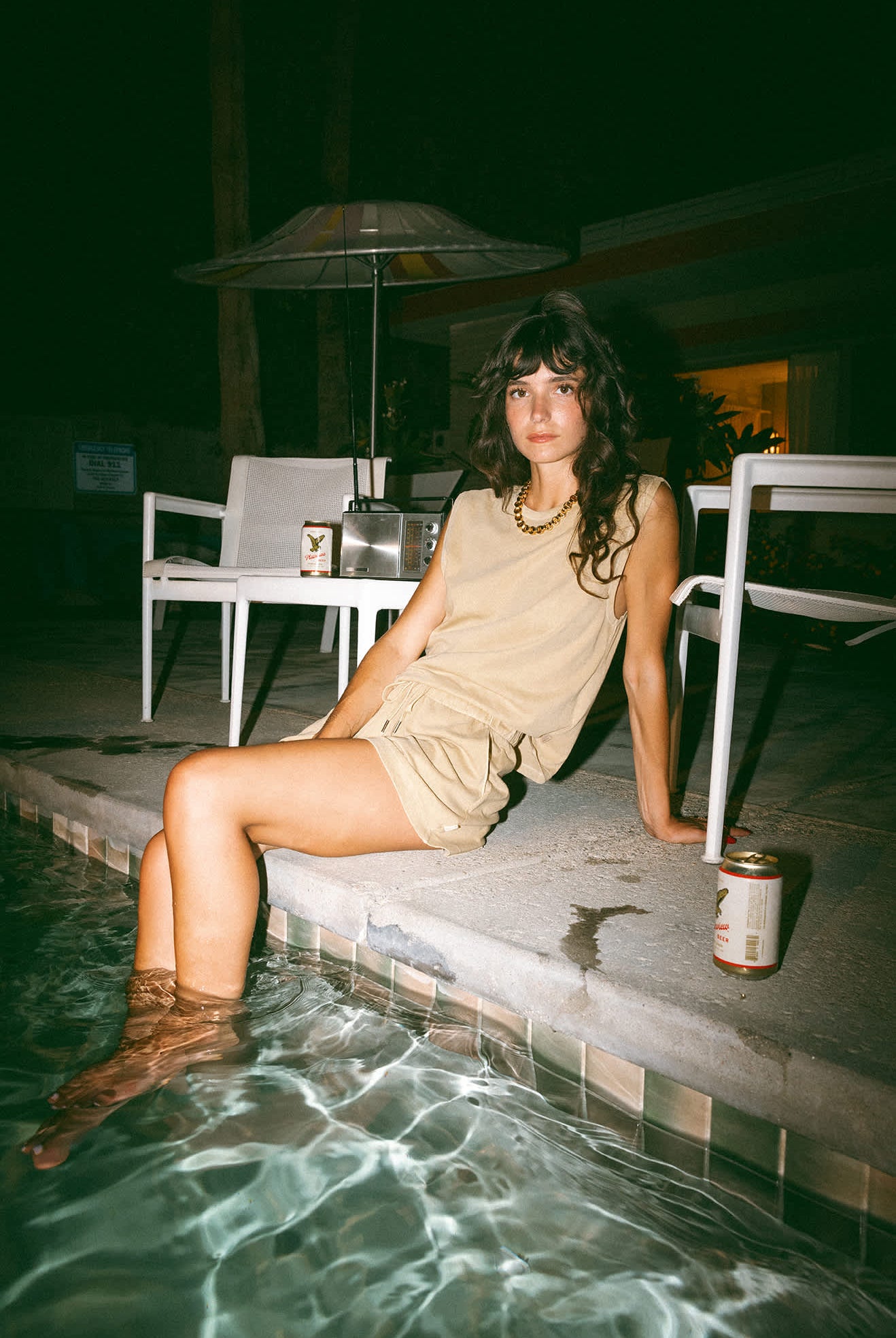 Women's Carefree Organic Garment Dyed Muscle Tank in the color Pale Khaki - Men's Lifestyle image