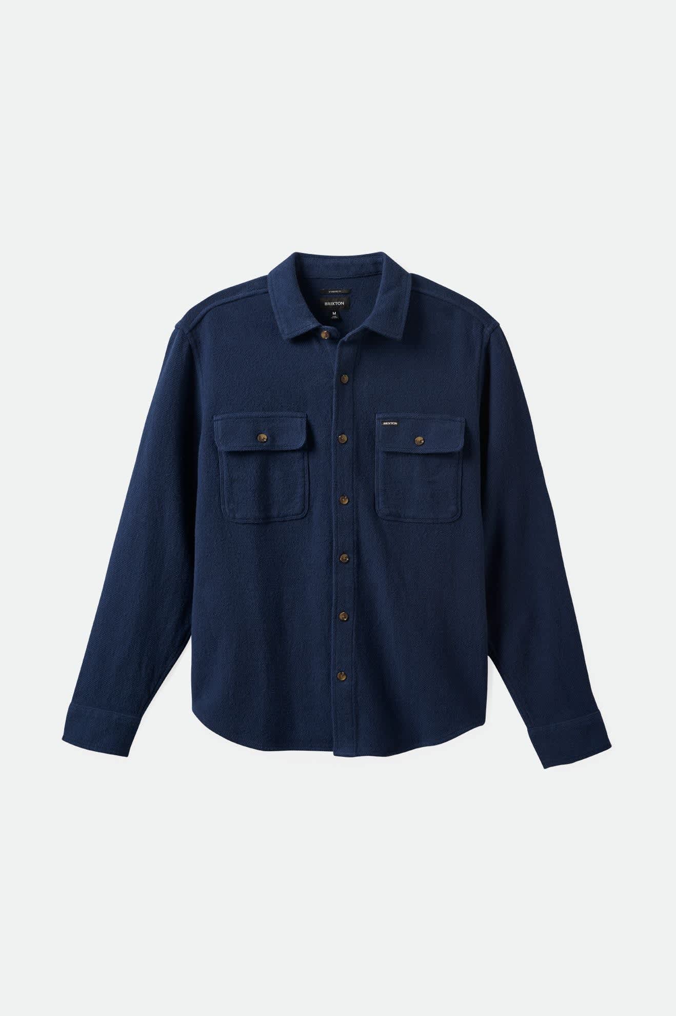 Men's Bowery Textured Loop Twill L/S Overshirt in the color Washed Navy - Front Product View