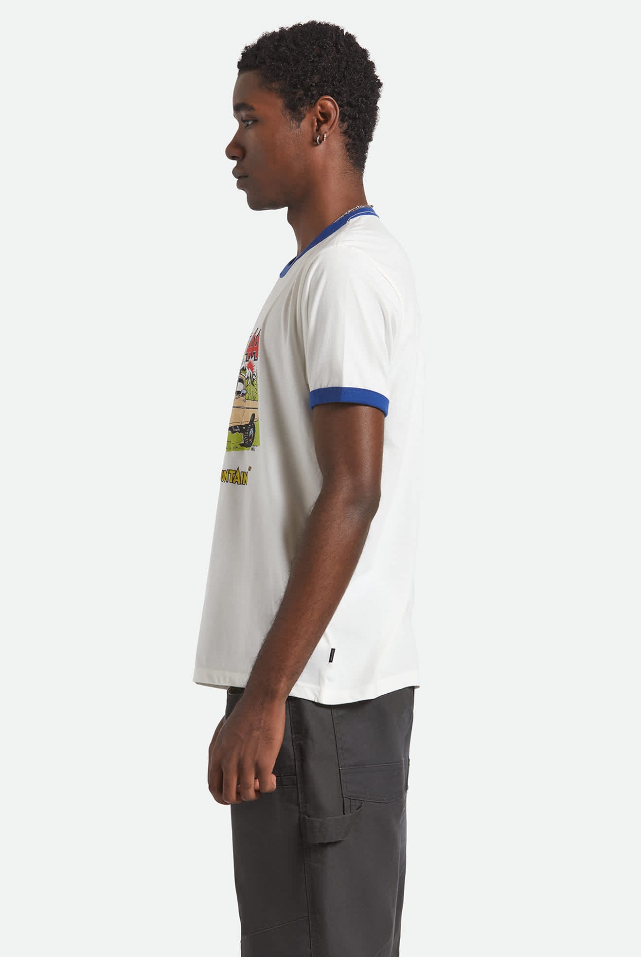 Men's Ford King Of The Mountains S/S Ringer T-Shirt in the color Wimbledon White - Men's Side View