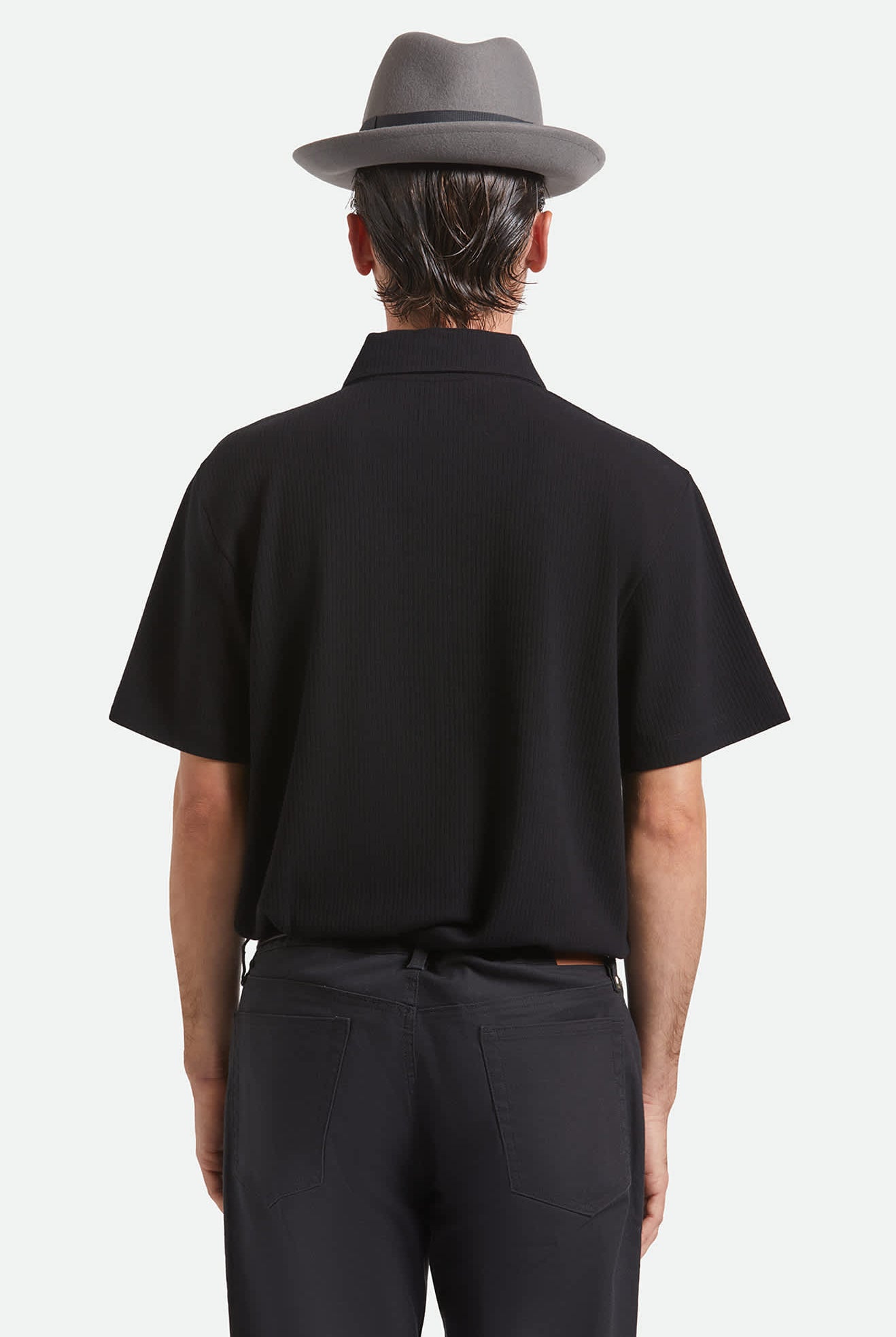 Unisex Horton Convertabrim Packable Fedora in the color Grey/Charcoal - Men's Back View