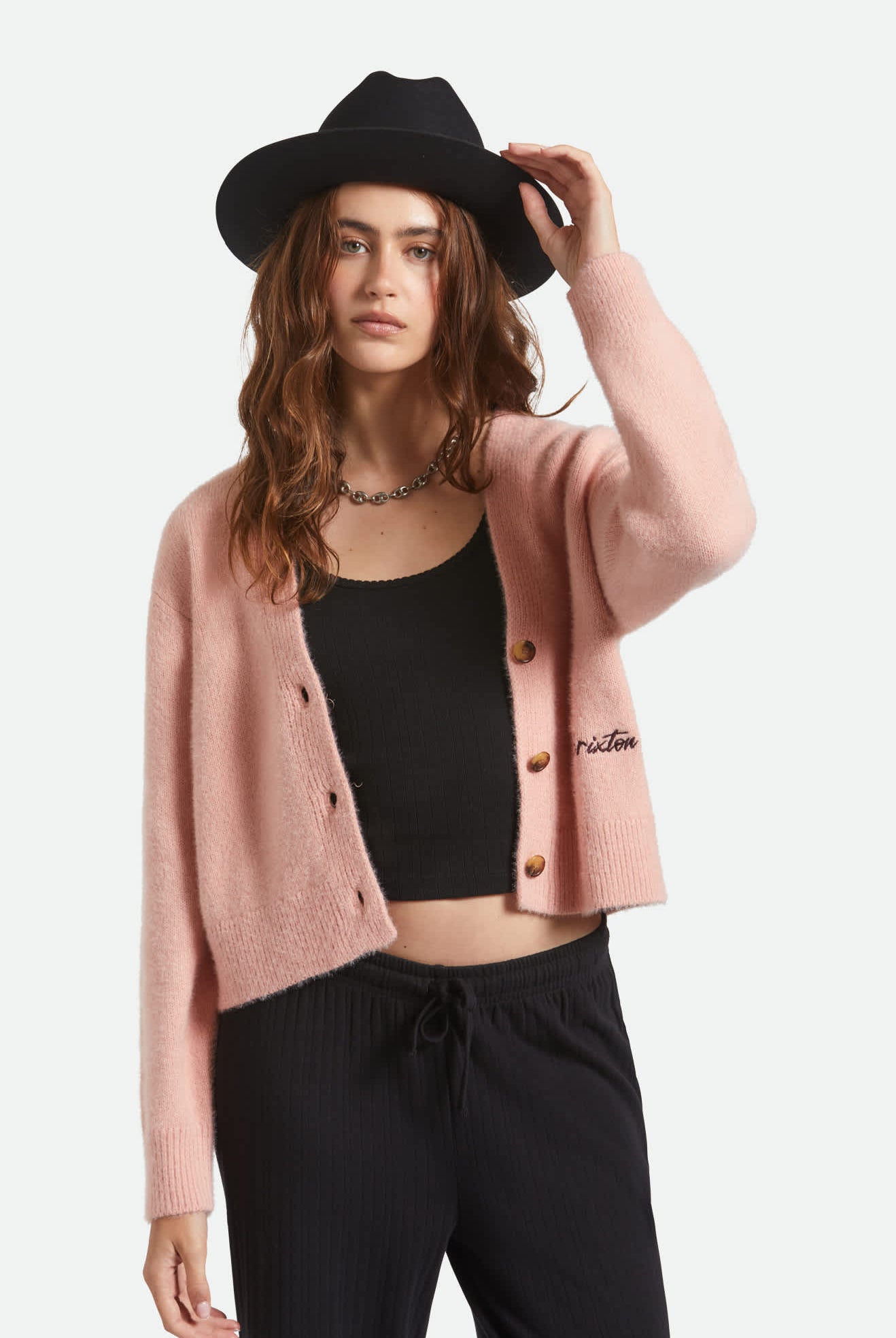 Unisex Hitch Ranch Fedora in the color Black/Black - Women's Front View