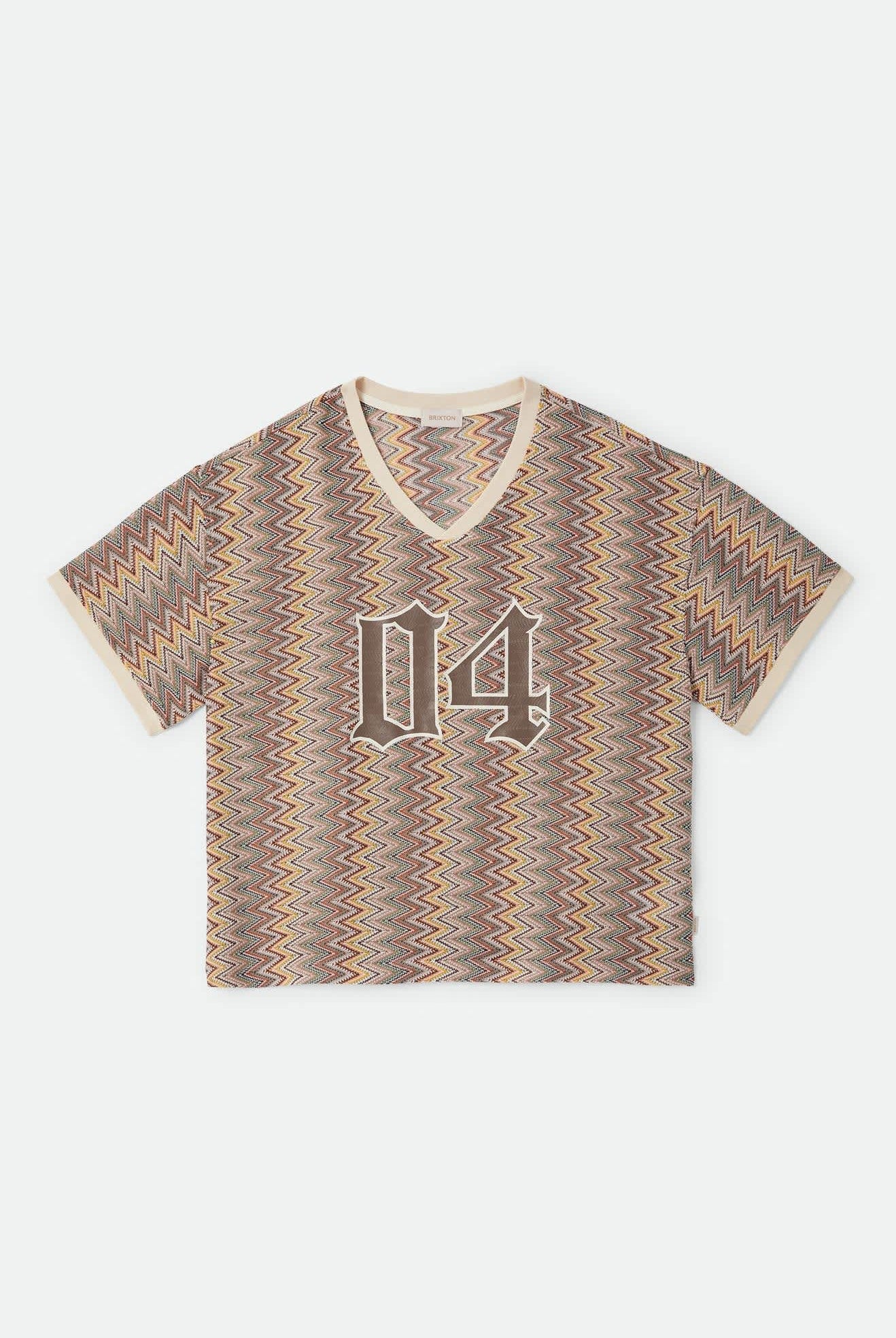 Women's Football Oversized Mesh Jersey in the color Multi Color Zigzag - Front Product Laydown Image