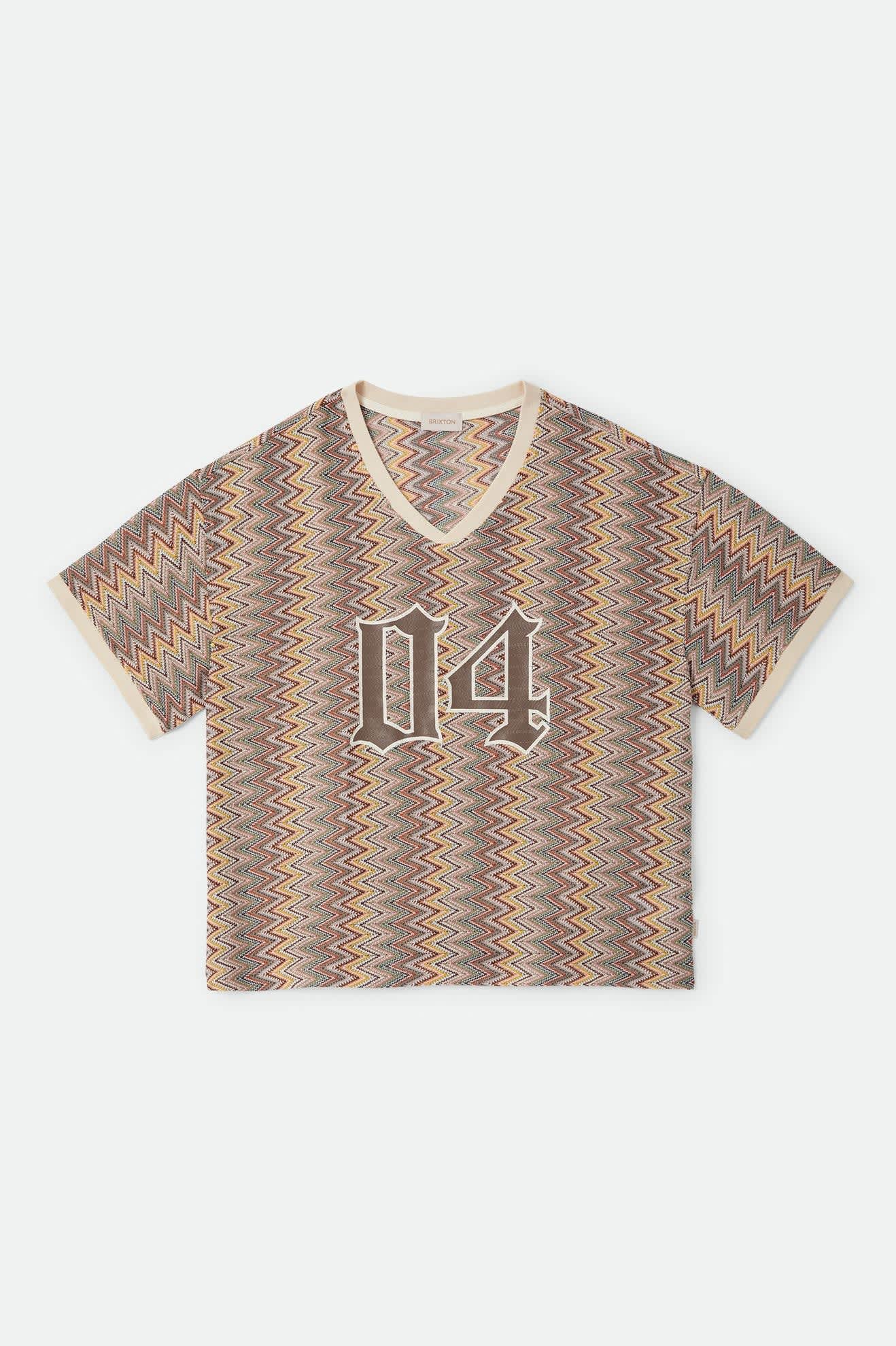 Women's Football Oversized Mesh Jersey in the color Multi Color Zigzag - Front Product Laydown Image