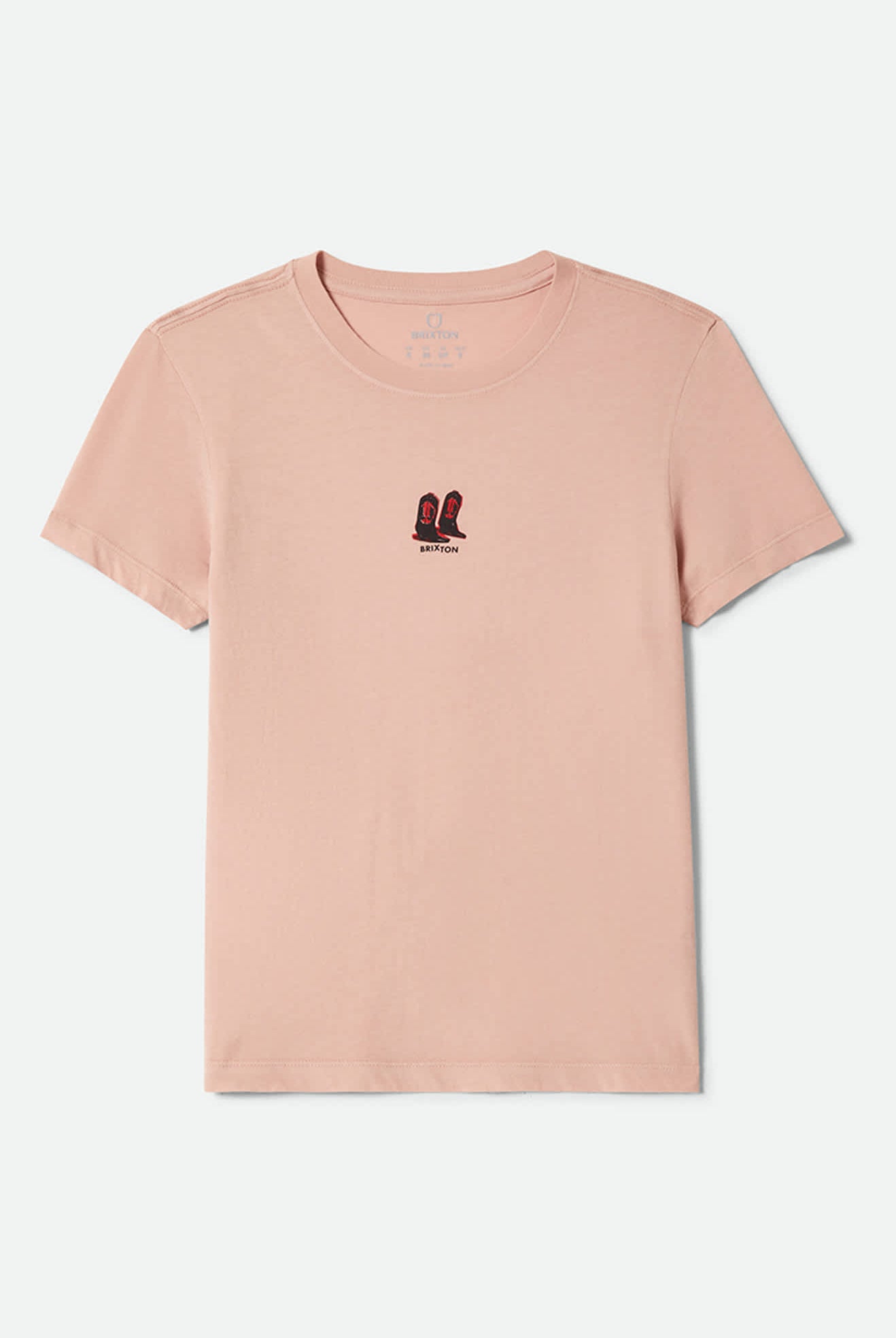 Women's Two Boots Slim Crew T-Shirt in the color Silver Pink - Front Product Laydown Image