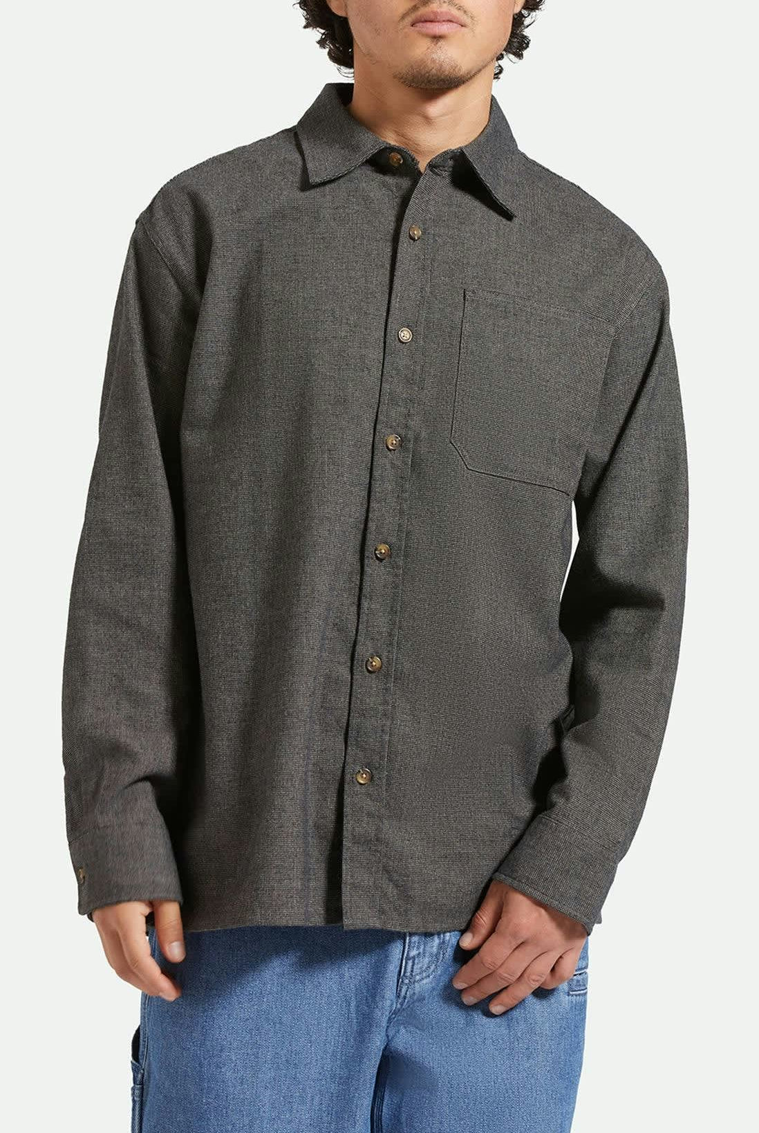 Men's Selden L/S Overshirt in the color Mixed Tweed - Men's Front View