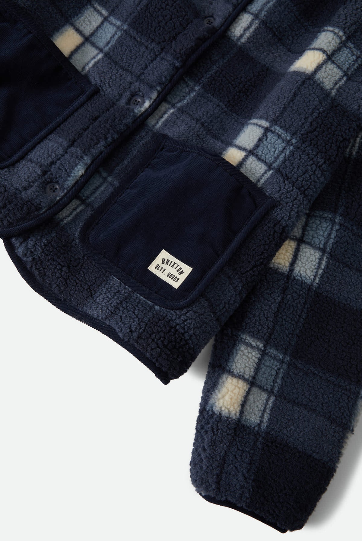 Women's Delilah Sherpa Jacket in the color Classic Navy Plaid - Additional Laydown image
