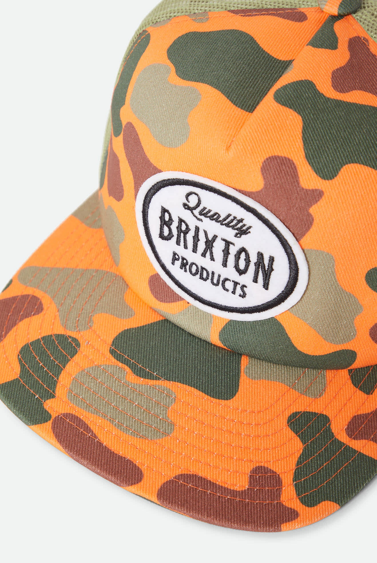 Unisex Henry Trucker Hat in the color Orange Duck Camo/Orange - Additional Laydown image