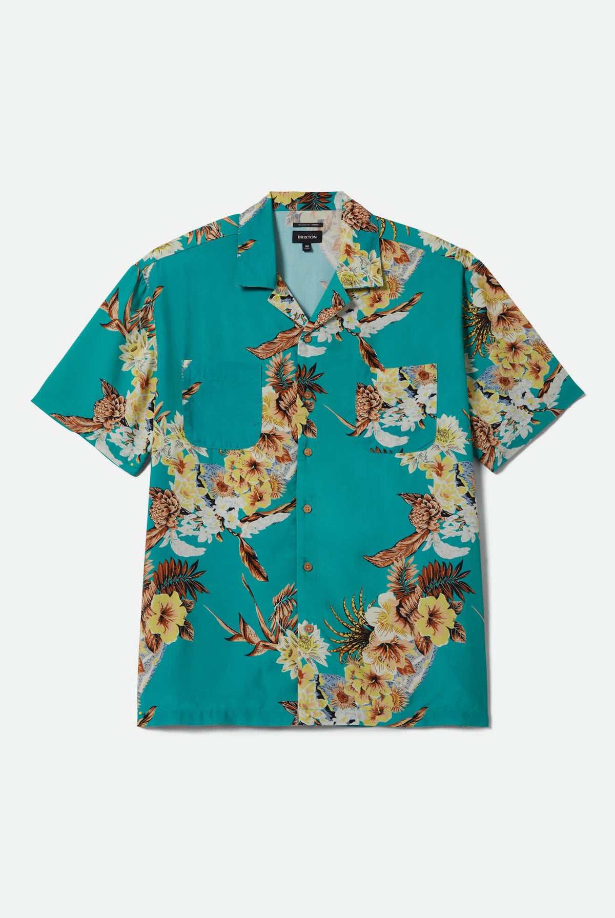Men's Bunker Vacation Short Sleeve Camp Collar Shirt in the color Retro Green - Front Product View