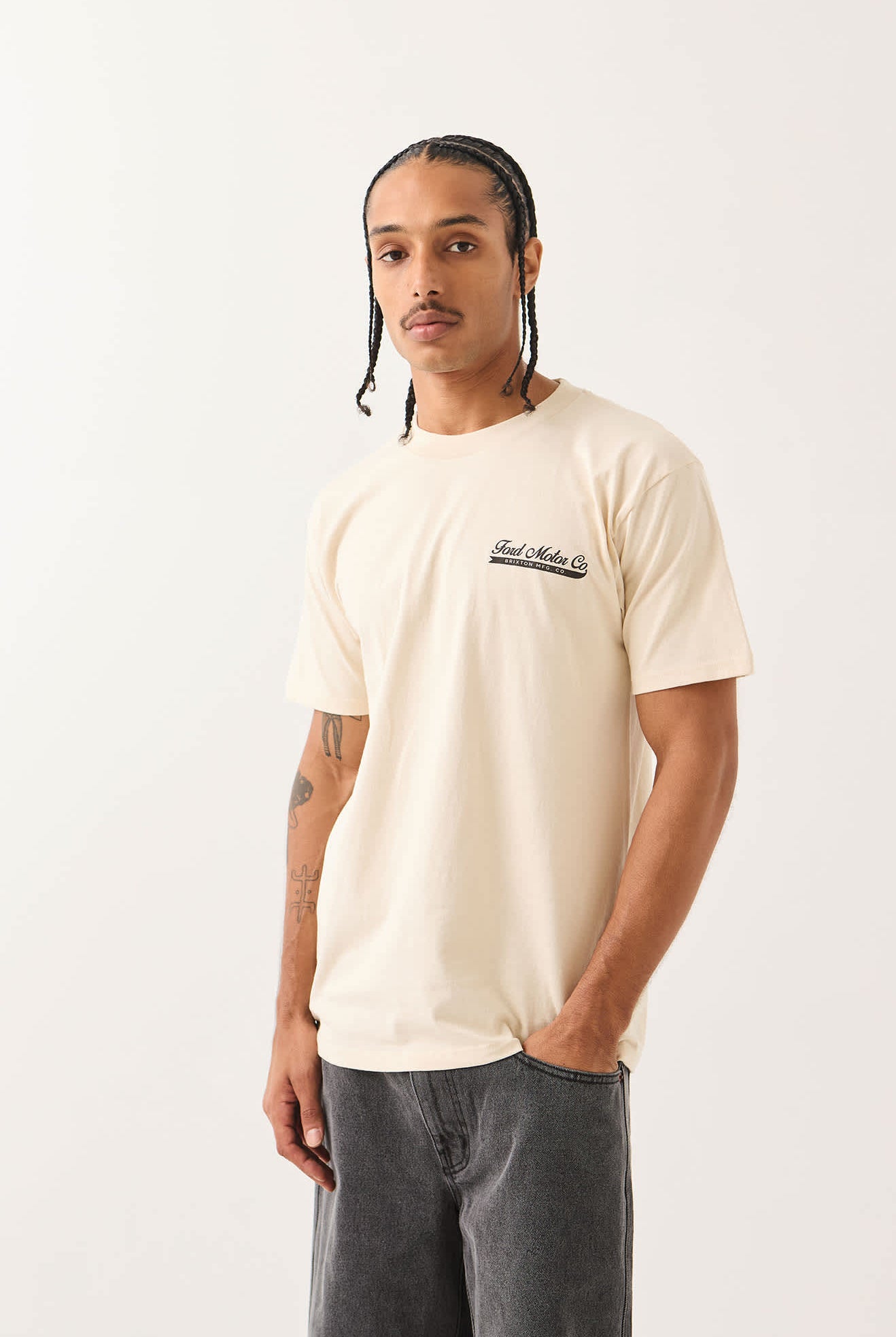 Men's Ford 71 Pickup T-Shirt in the color Wimbledon White - Men's Side View