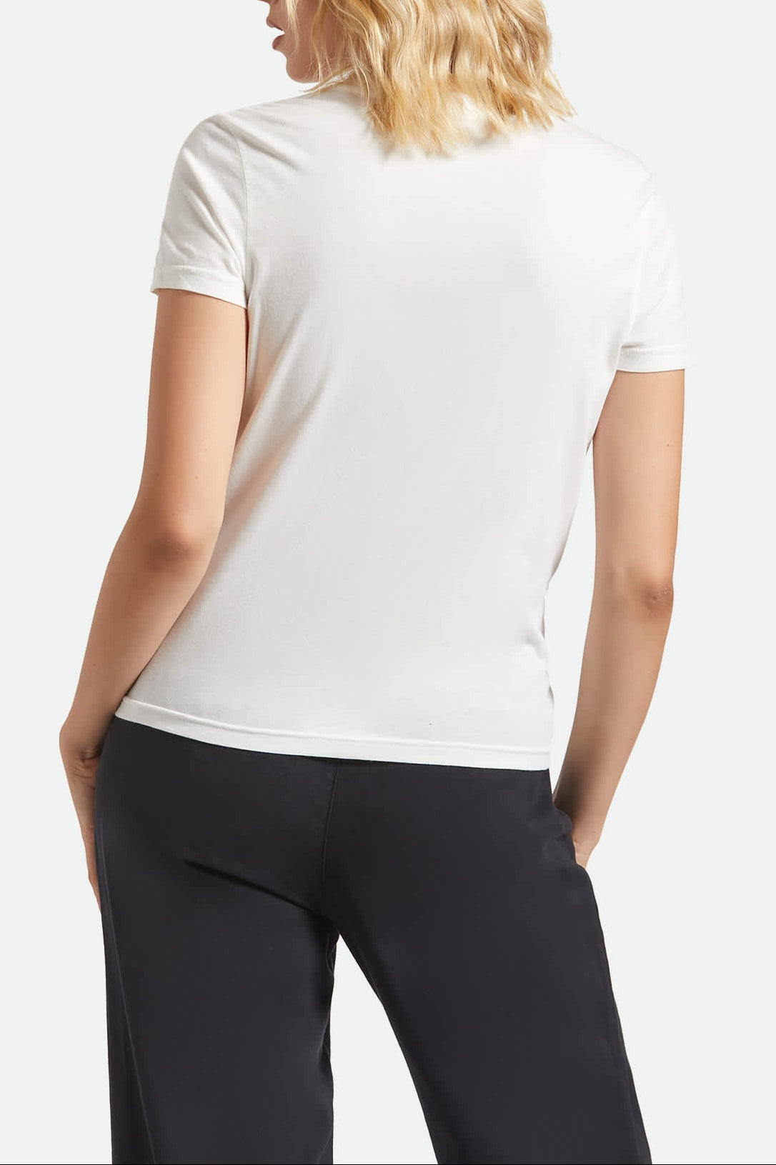 Women's Racing Patches Crew T-Shirt in the color Off White - Women's Back View