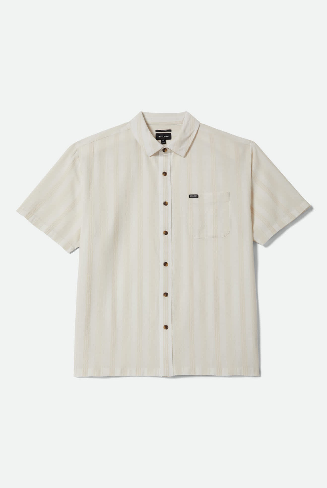 Men's Charter Stripped Dobby Short Sleeve Shirt in the color Off White - Front Product View
