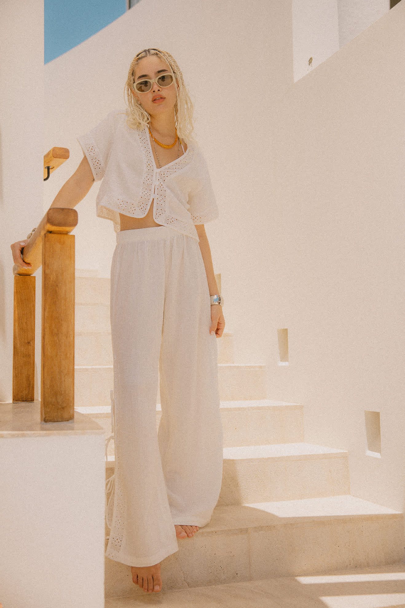 Women's Seaside Eyelet Top in the color Off White Eyelet - Men's Lifestyle image