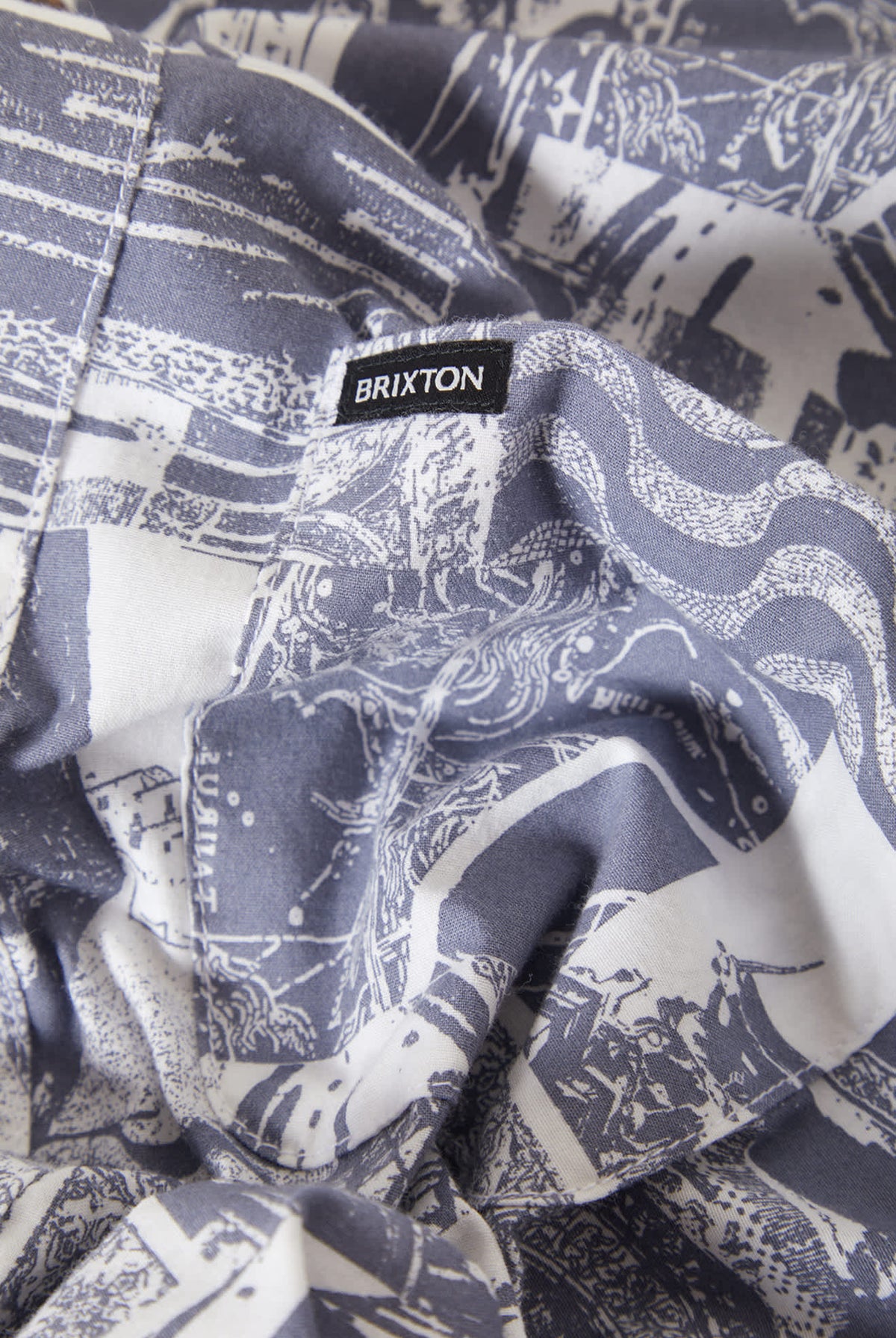 Men's Charter Print Short Sleeve Shirt in the color Navy/White Collage - Additional Laydown image