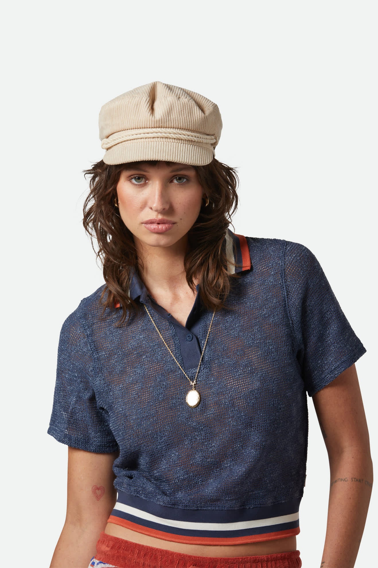 Women's Retro Mesh S/S Polo in the color Washed Navy - Women's Featured View