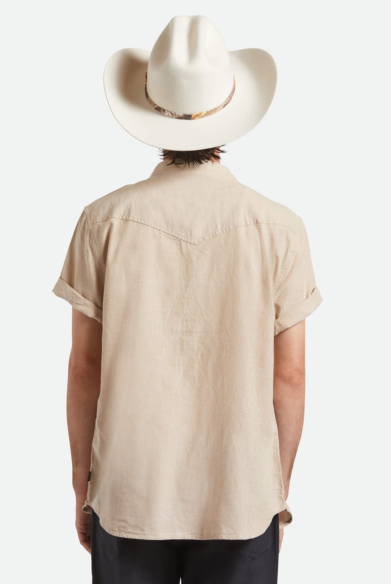 Unisex Ford Truck Country Cowboy Hat in the color Wimbledon White/Camo - Men's Back View