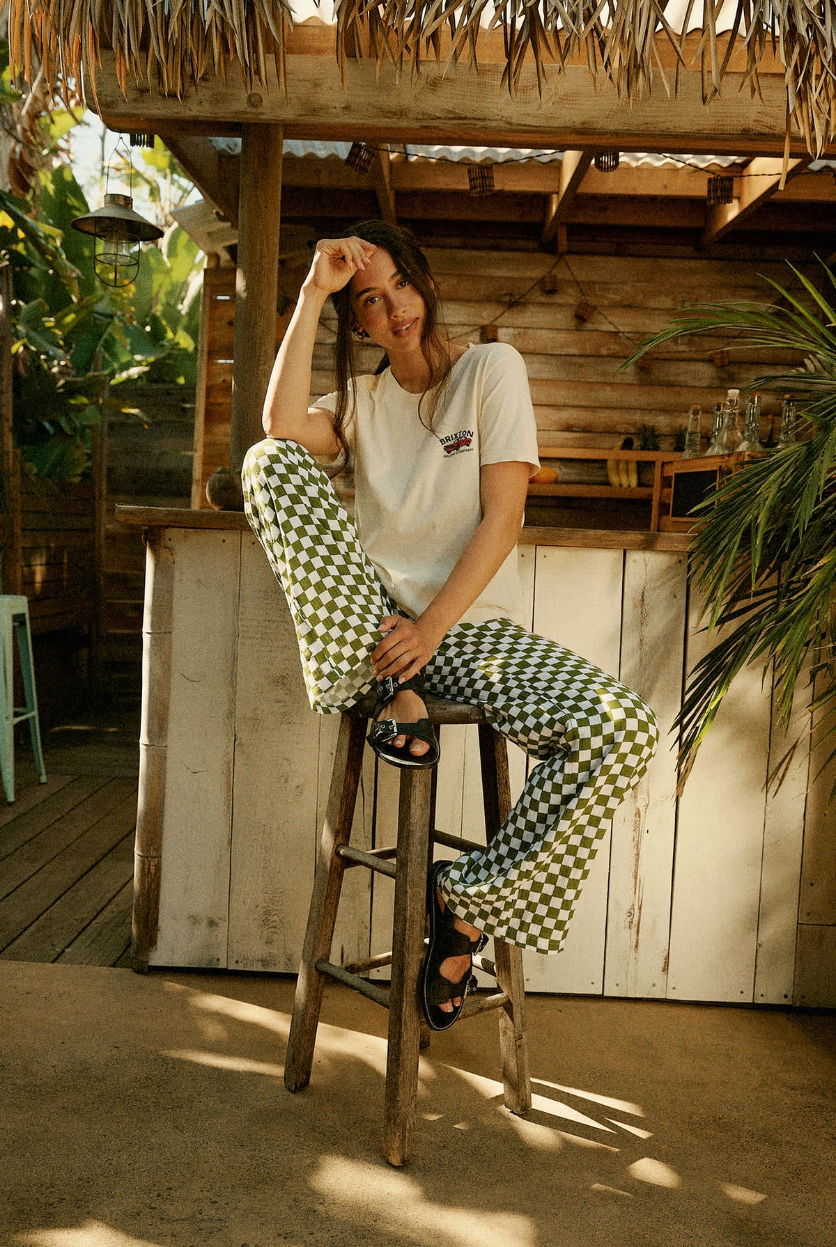 Women's The Lola Lounge Pant in the color Sublime Green Checkerboard - Women's Lifestyle 3.0