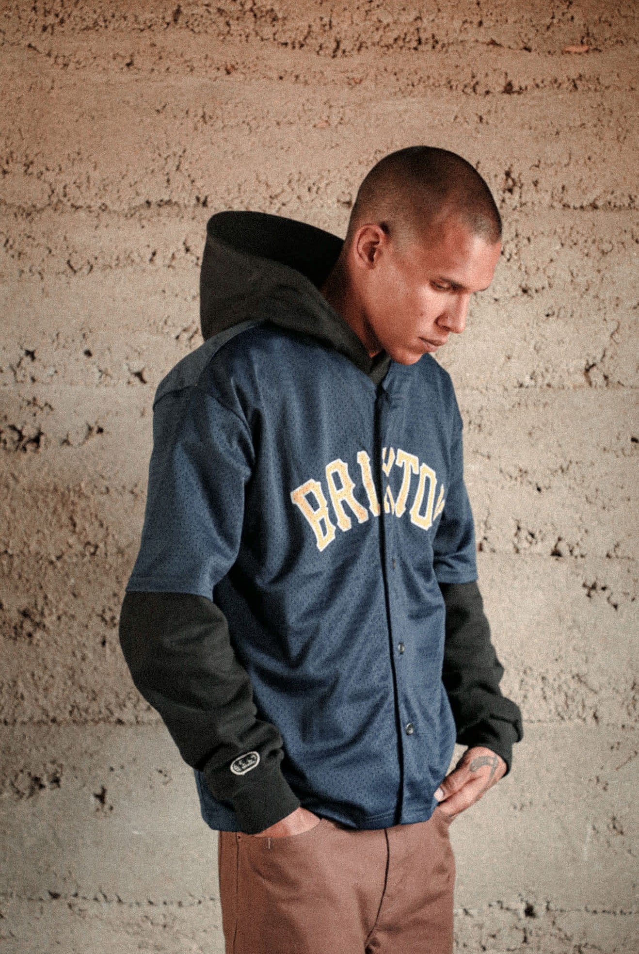 Men's The Brixton Mesh Short Sleeve Baseball Jersey in the color Washed Navy - Men's Lifestyle 2.0
