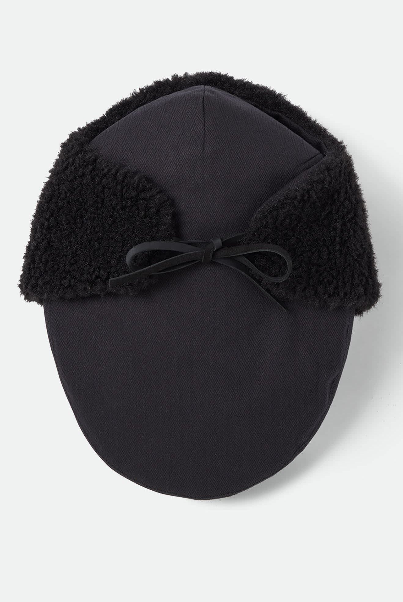 Unisex Barrel Earflap Snap Cap in the color Black/Black - Additional Laydown image