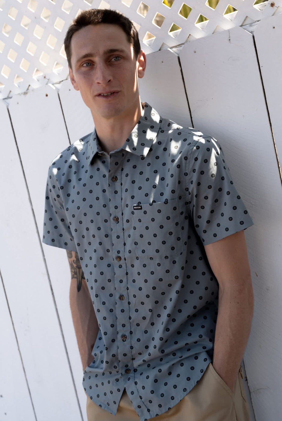 Men's Charter Print Short Sleeve Shirt in the color Micro Street Tile - Men's Lifestyle 3.0