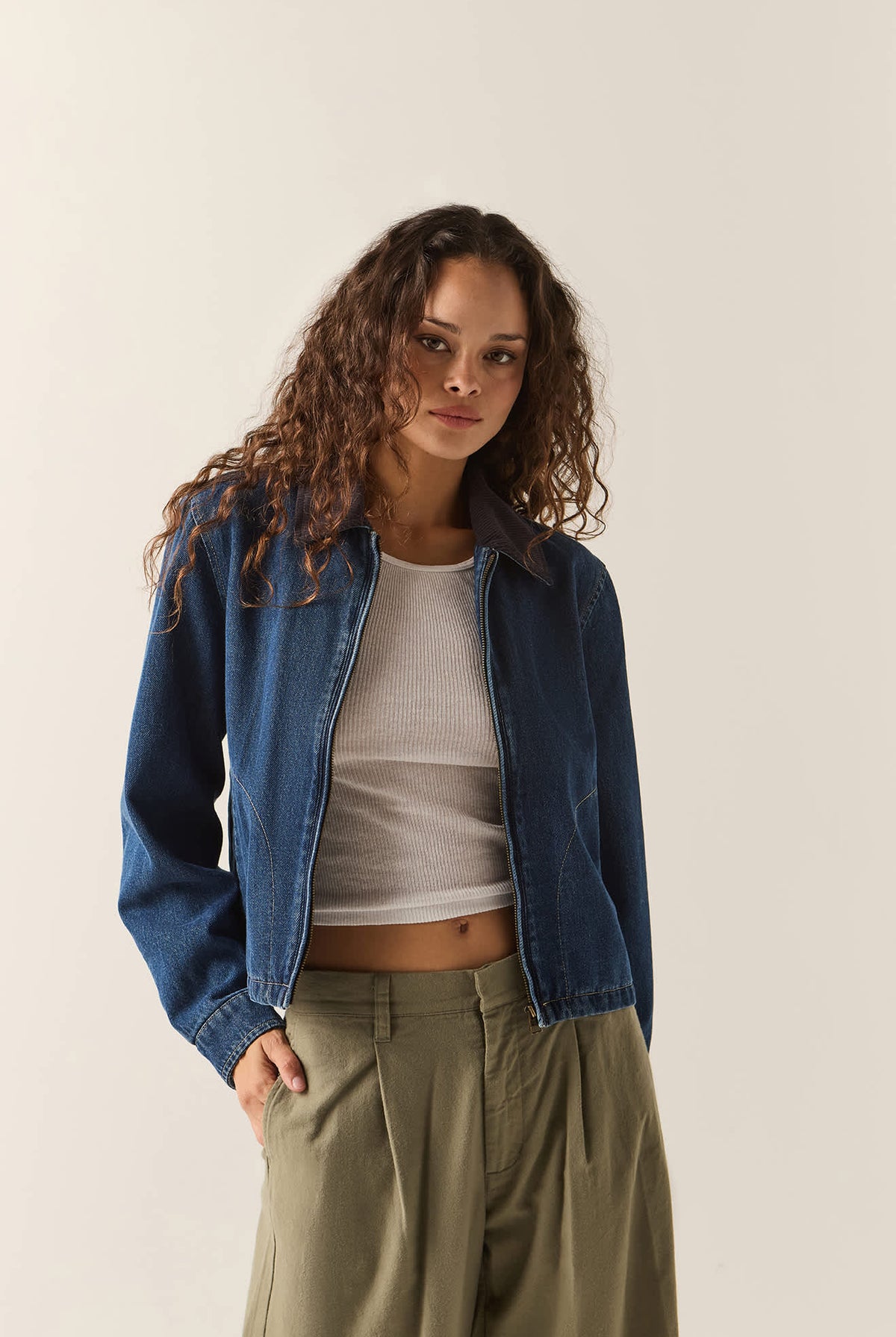 Women's Mechanics Women's Garage Lined Jacket in the color Dark Denim - Women's Front Fit Image