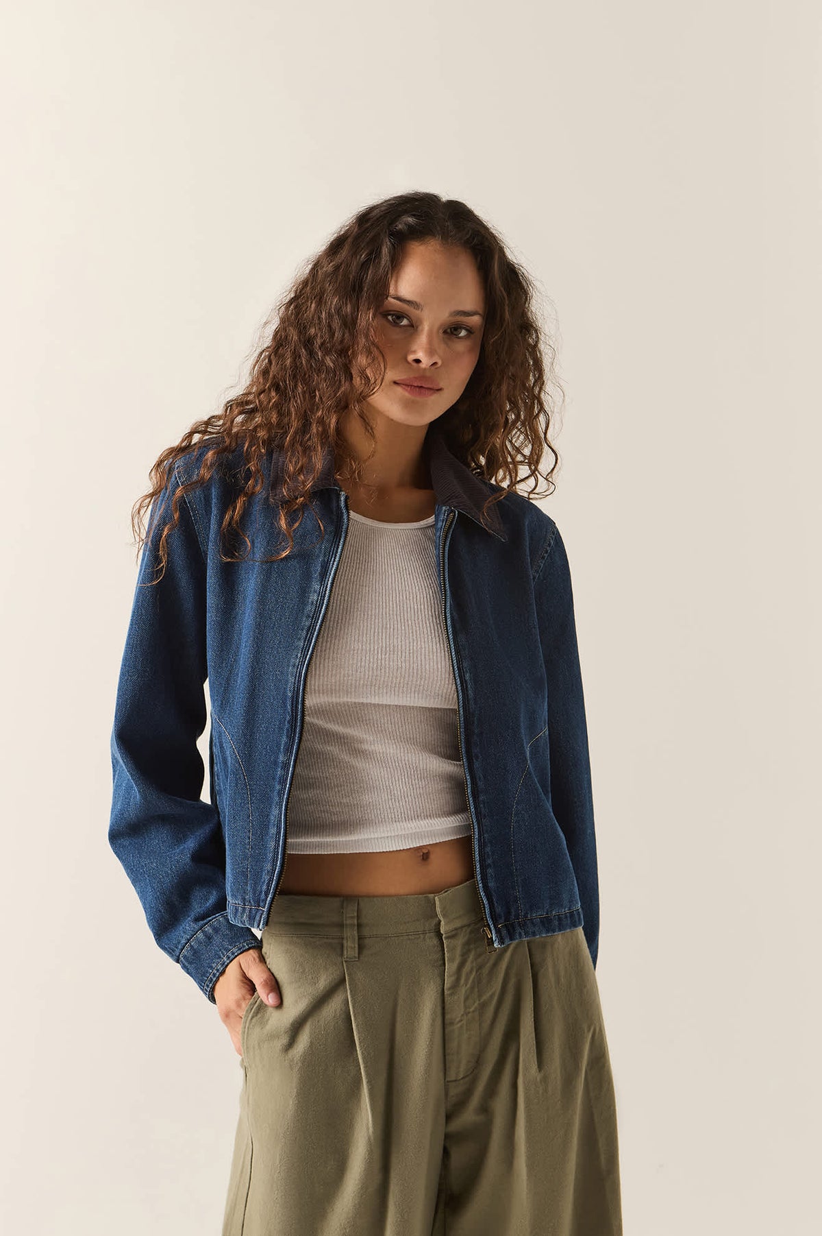 Women's Mechanics Women's Garage Lined Jacket in the color Dark Denim - Women's Front Fit Image