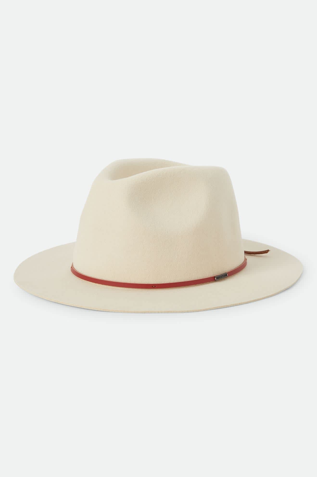 Unisex Wesley Fedora in the color Wax Paper/Red Earth - Front Product Laydown Image