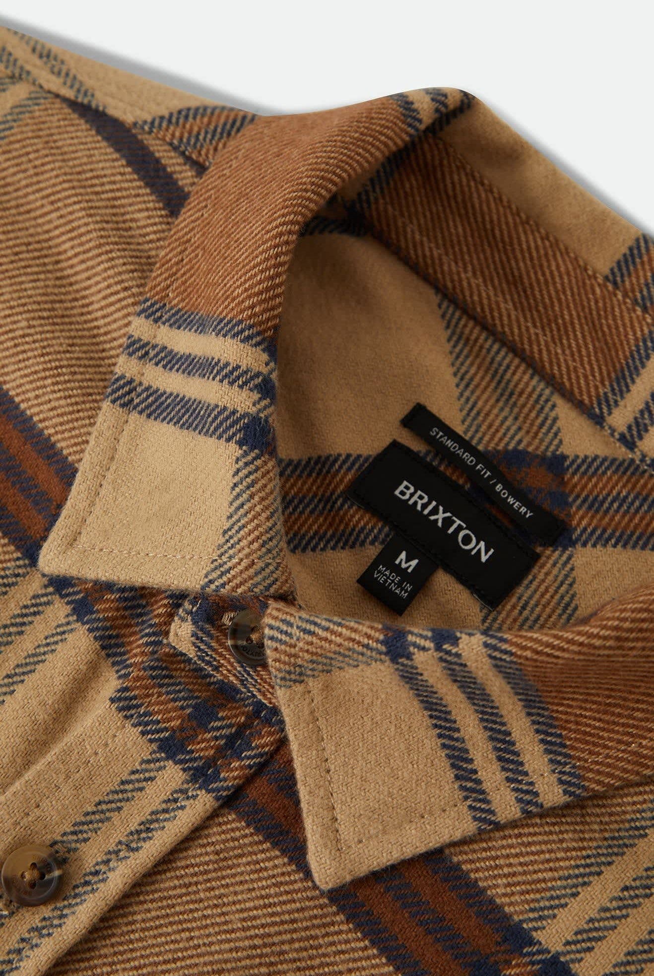 Men's Bowery Flannel in the color Sand/Bison - Additional Laydown image