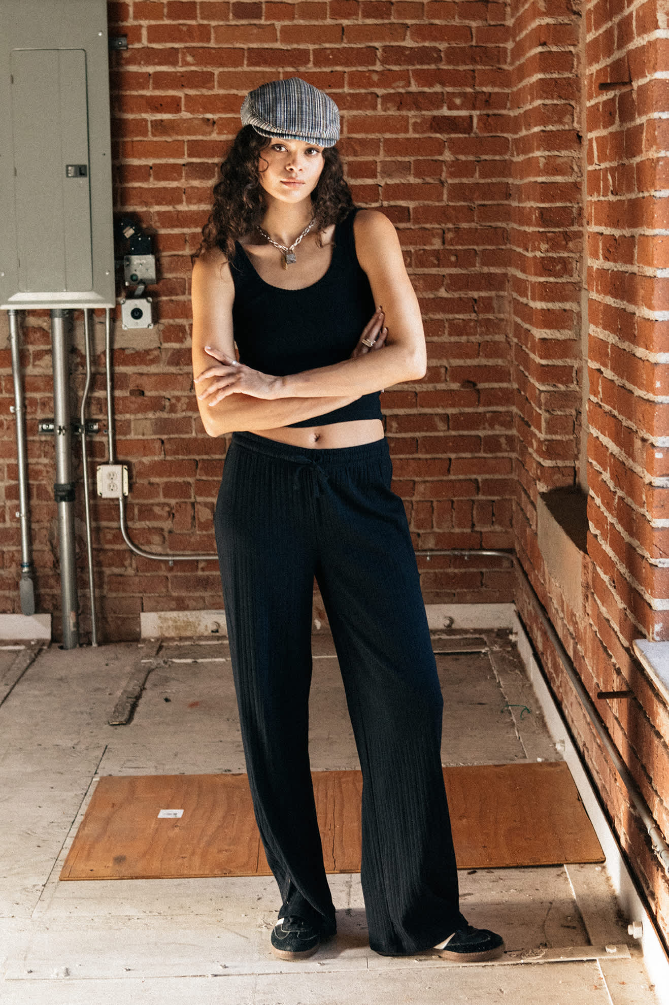 Women's Pointelle Lounge Pant in the color Black - Men's Lifestyle image
