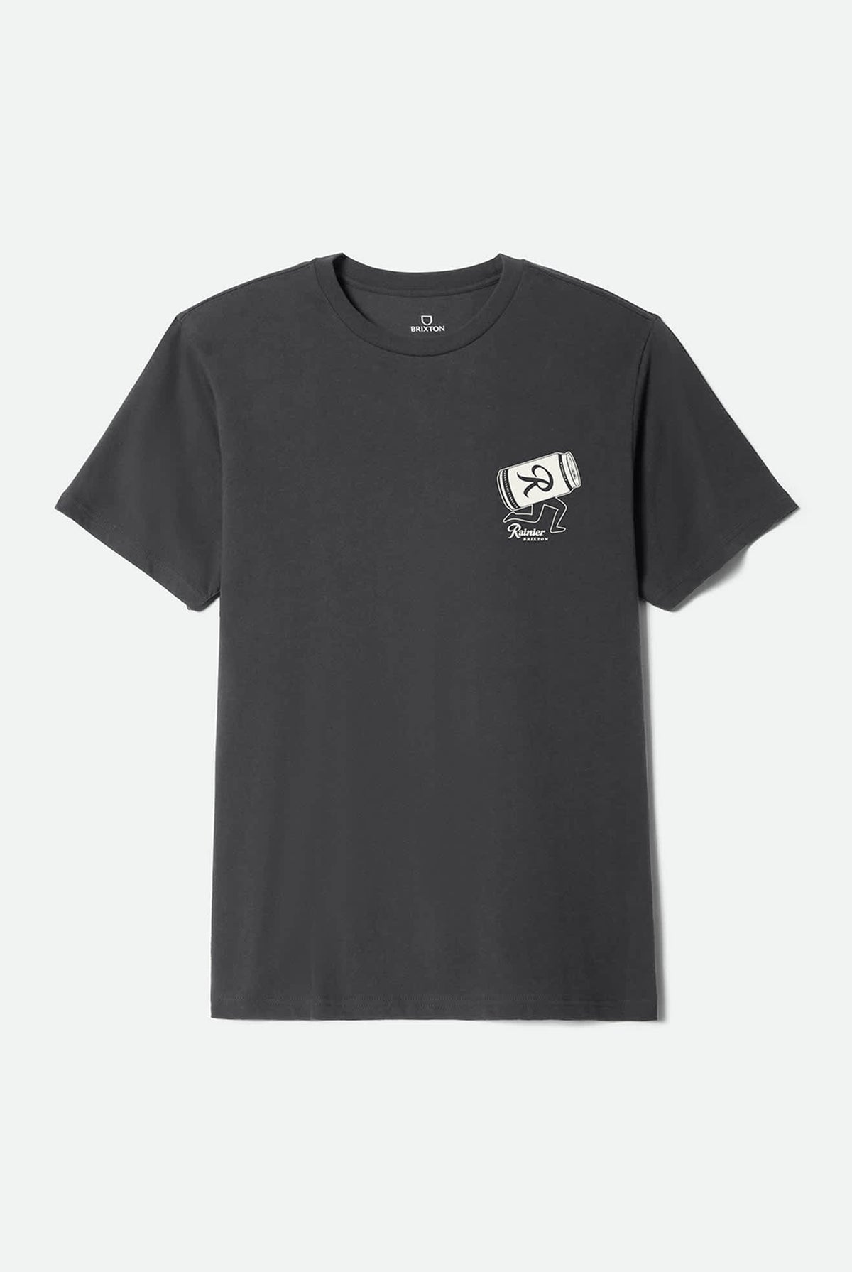 Men's Rainier Beer Run Short Sleeve Standard T-Shirt in the color Black - Front Product Laydown Image