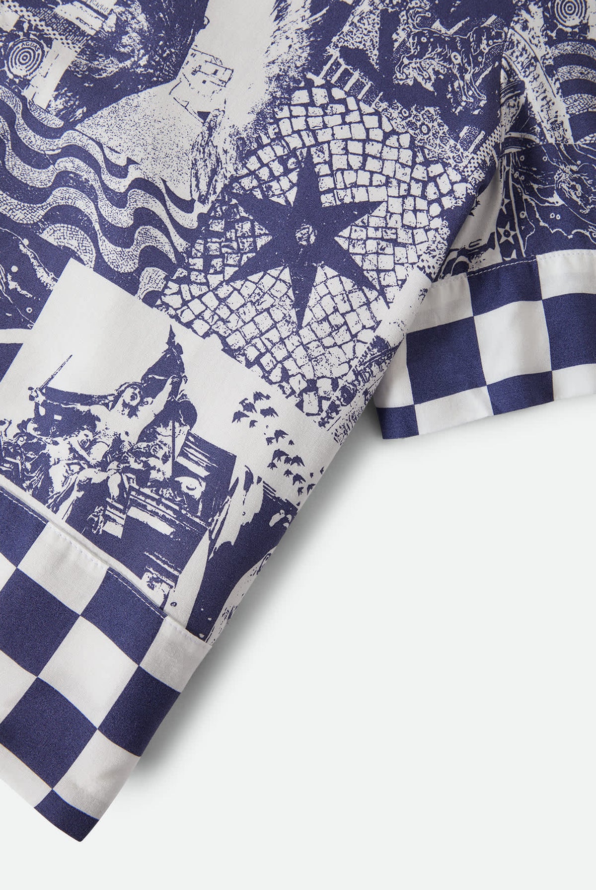 Women's The Omar Button Down Short Sleeve Shirt in the color Navy/White Collage - Additional Laydown image